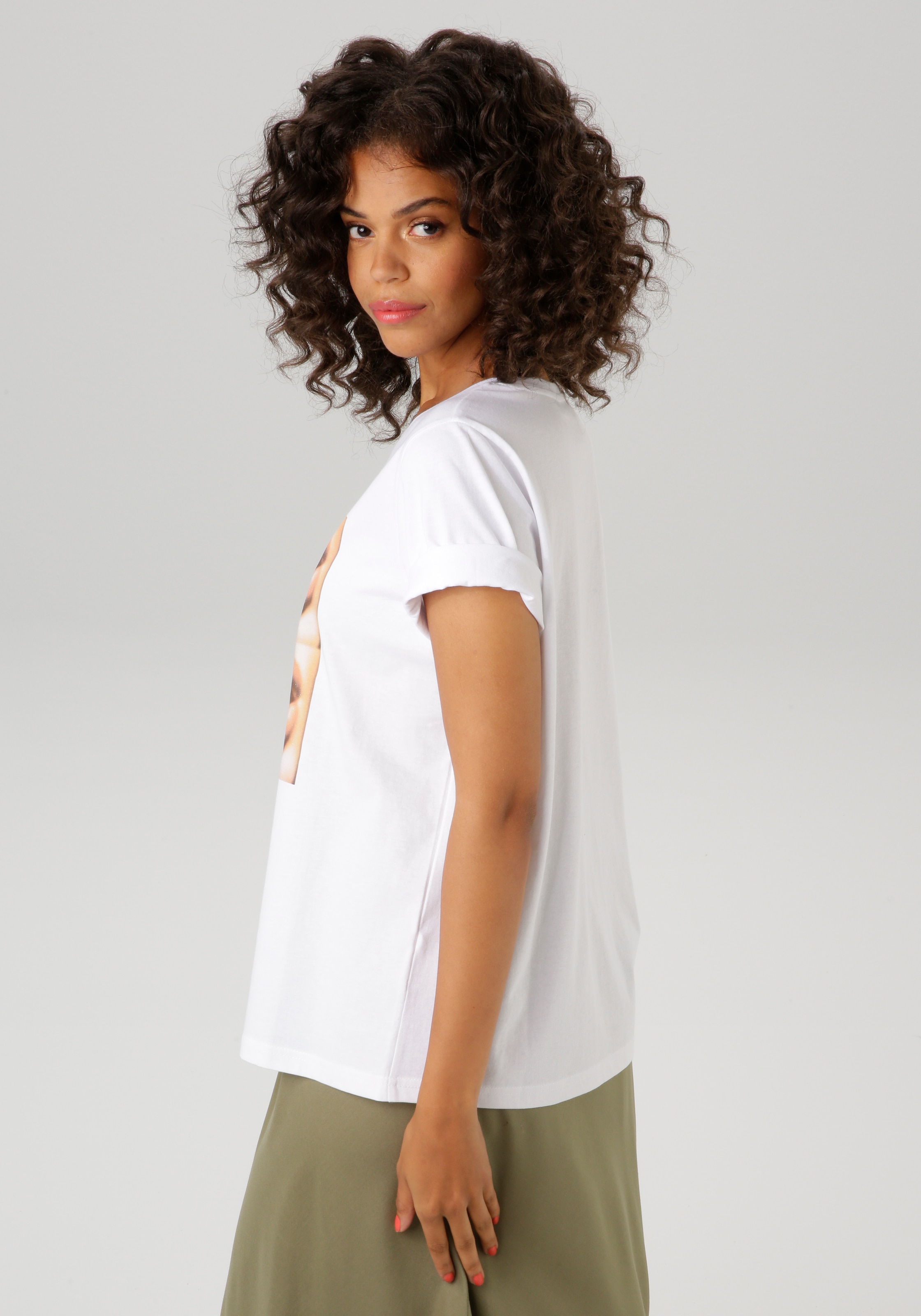 Aniston CASUAL T-Shirt, mit Glitzer verzierter Frontdruck - NEUE KOLLEKTION