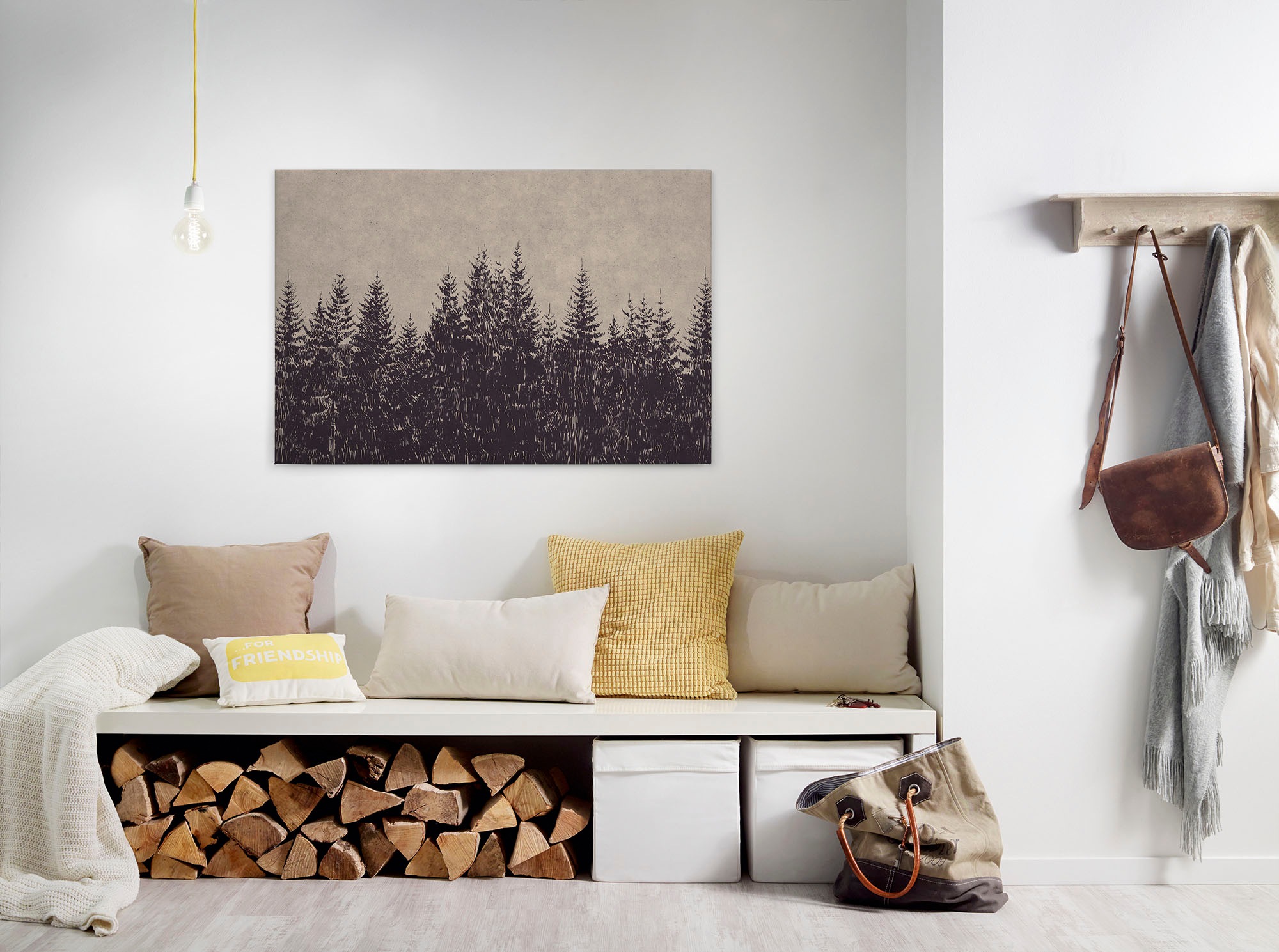 A.S. Création Leinwandbild "black forest" Kunst Wald 1 Stk. tlg. Wald Bild Keilrahmen Leinwand-Bild Wohnzimmer modern Wandbild Kinder