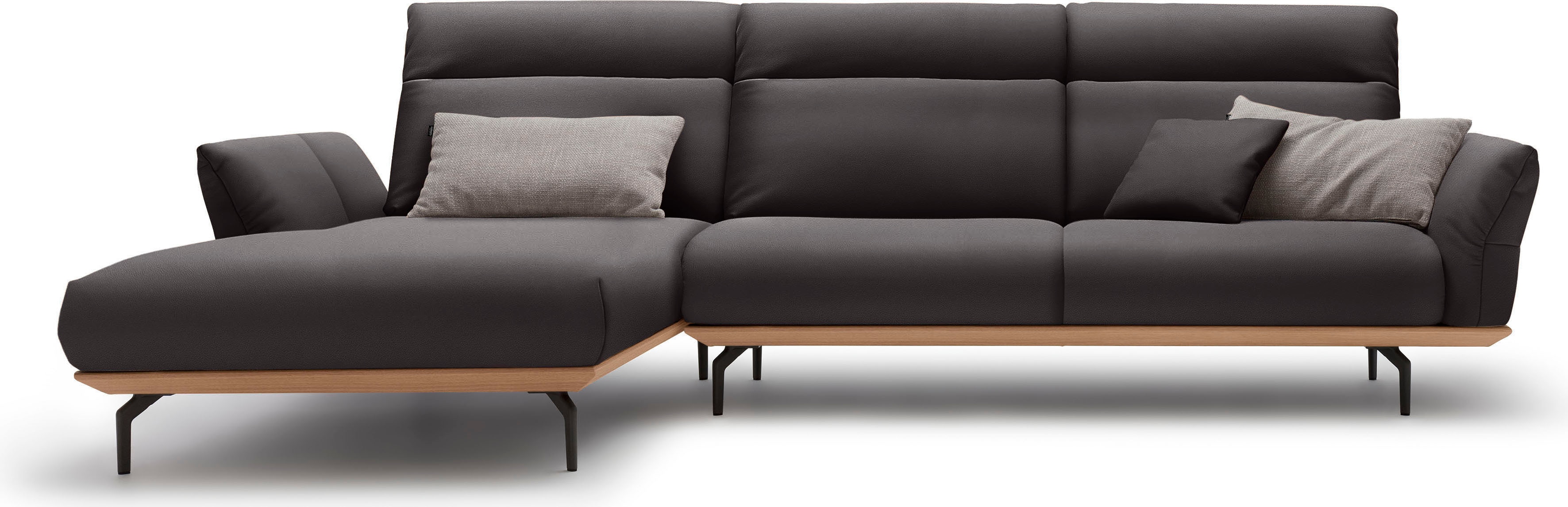 Creation BY ROLF BENZ Ecksofa "CR.460 Design-Sofa, verstellbare Rückenlehne, L-Form" Sockel in Eiche, Winkelfüße in Umbragrau, Breite 318 cm