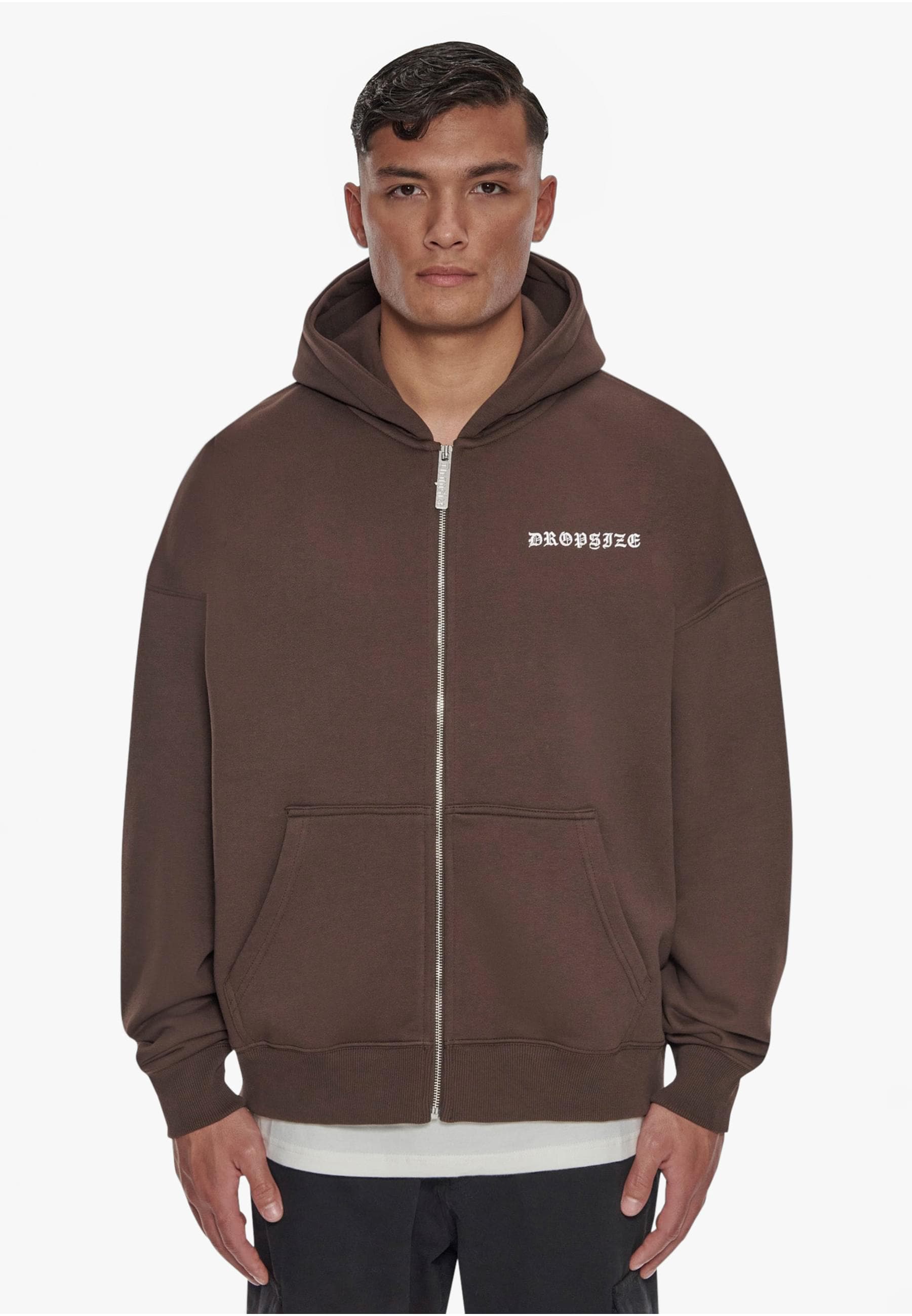 Dropsize Sweatjacke »Dropsize Herren Heavy Oversize Logo Zip Hoodie«