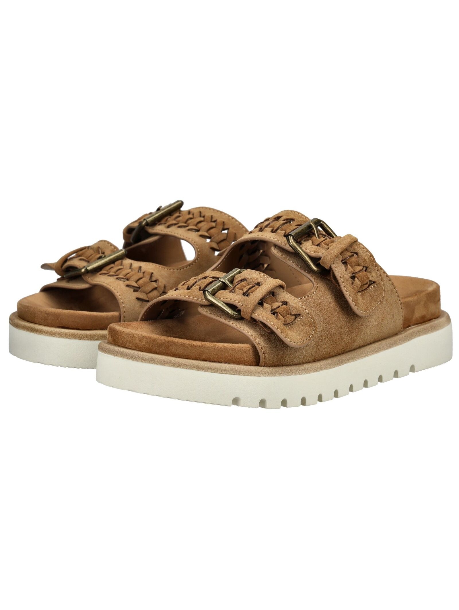 Pantolette MUSTANG SHOES "Mustang Shoes Pantoletten Lederimitat/Textil", Damen, Gr. 38, braun (hellbraun), Lederimitat, Textil, Schuhe Pantolette 3