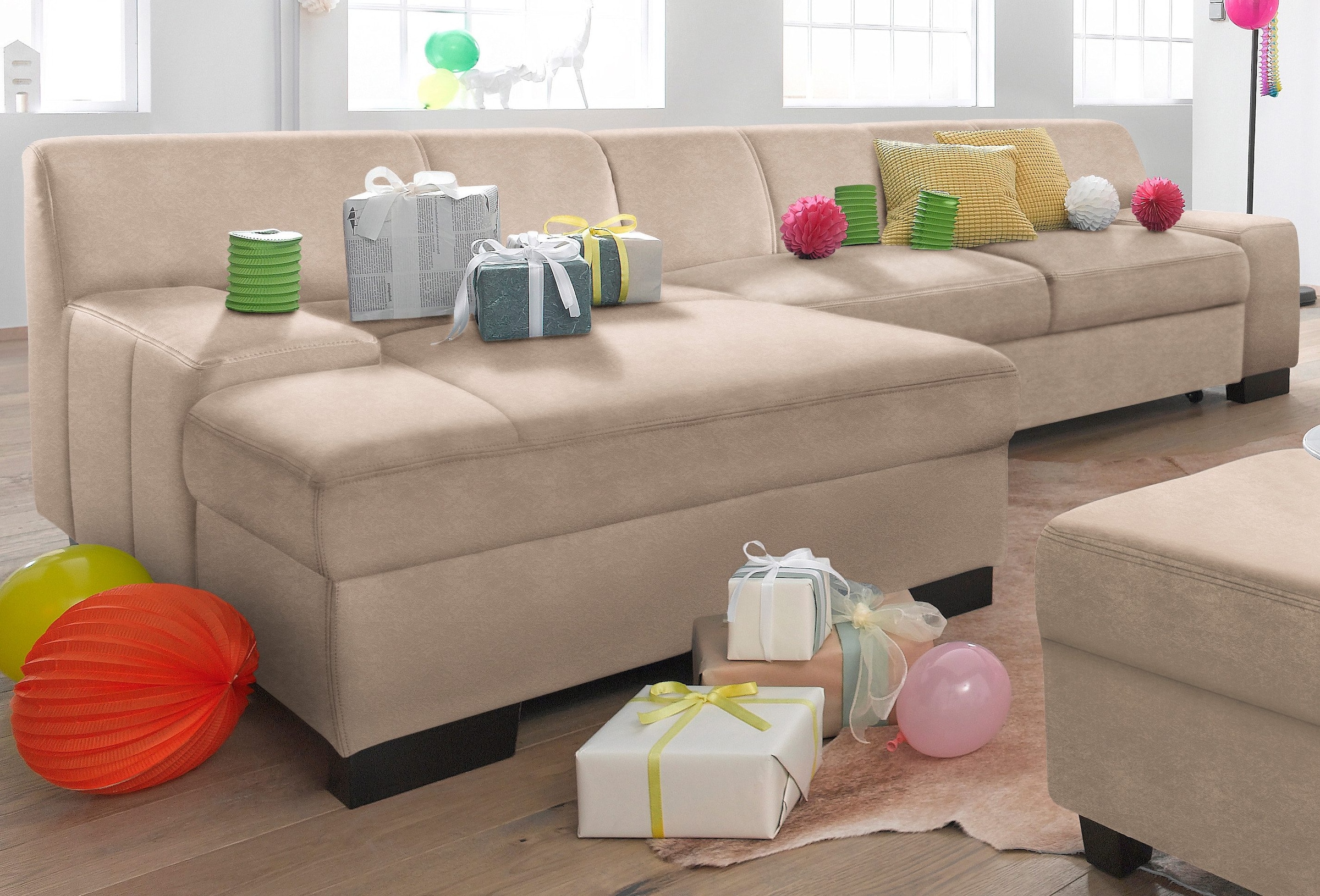 DOMO collection Ecksofa "Norma, elegant und modern, mit flachen Armlehnen, günstig online kaufen