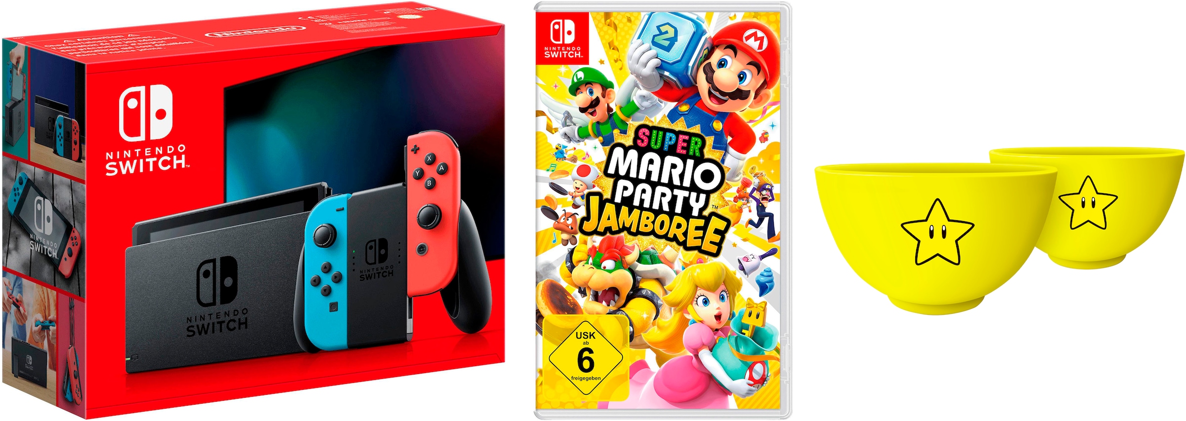 NINTENDO SWITCH Konsolen-Set "Switch + Super Mario Party Jamboree", B:23,1cm H:10,2cm T:1,39cm, bunt, Spielekonsolen, Switch inkl. Mario Party