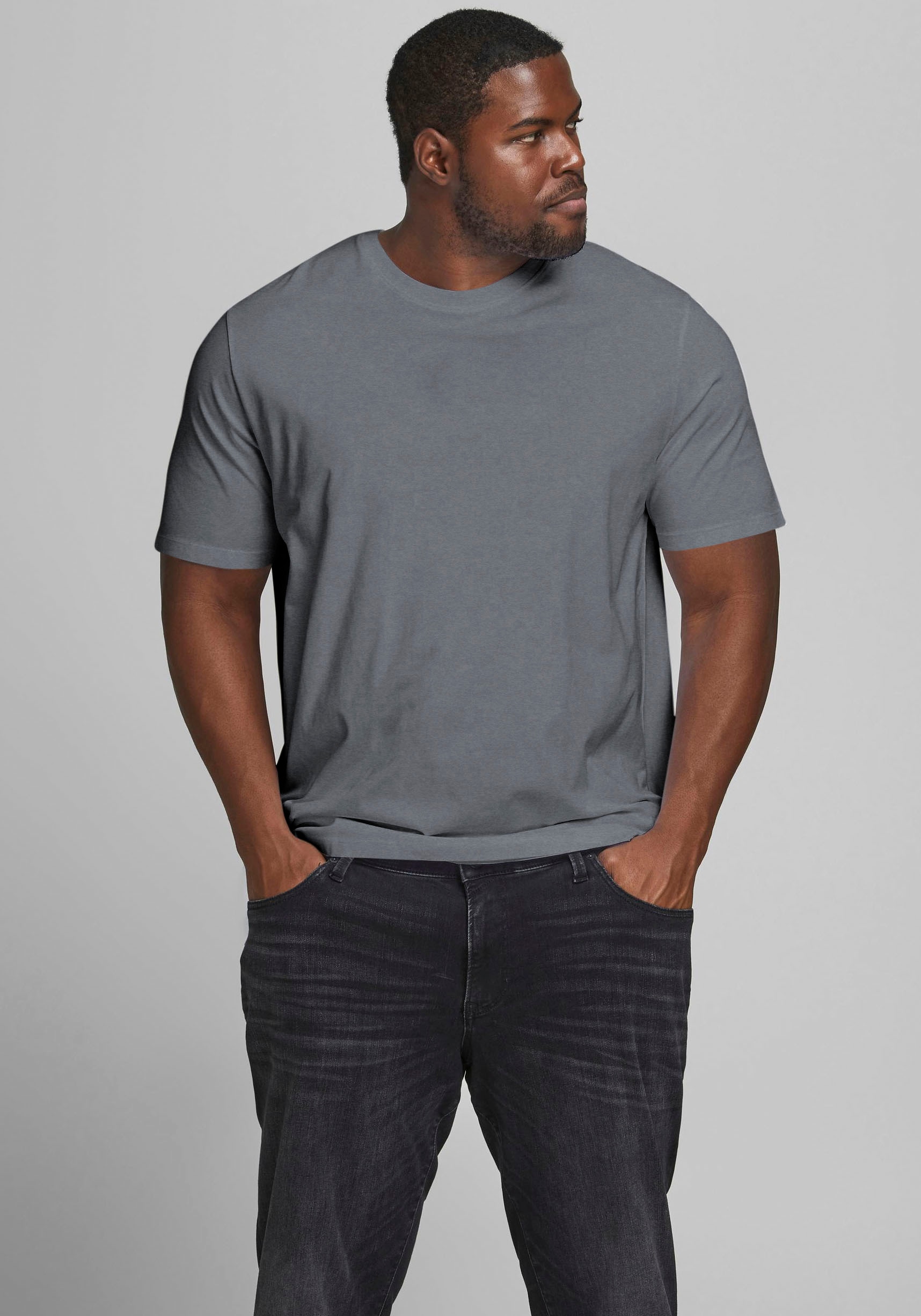 Jack & Jones PlusSize "NOA TEE" mit abgerundetem Saum, bis Größe 6XL