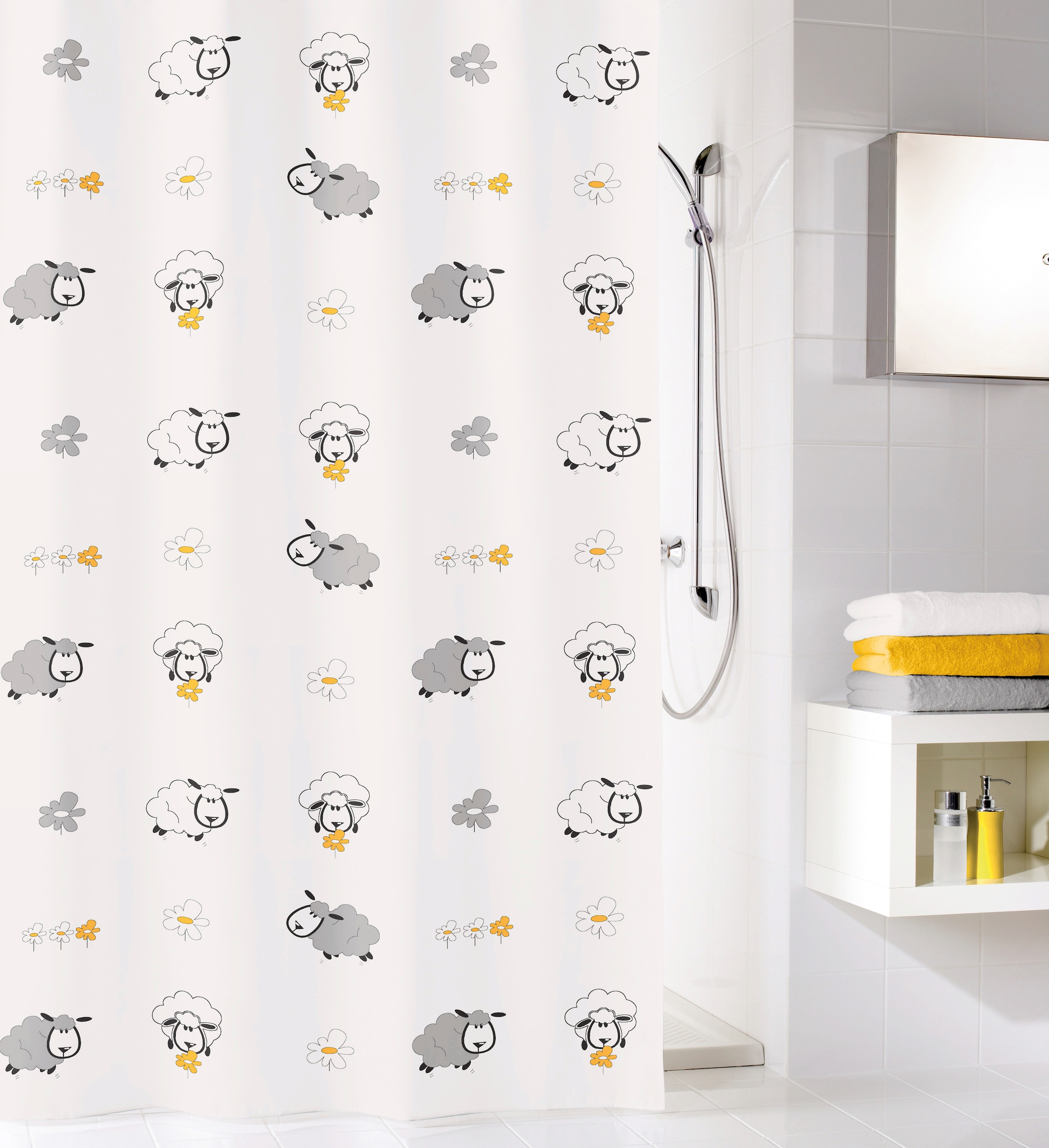 Kleine Wolke Duschvorhang "Sheep" Breite 180 cm günstig online kaufen