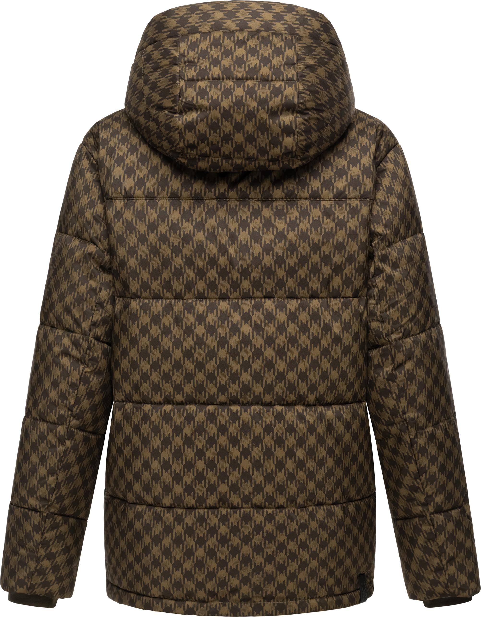 Thumbnail - Ragwear Steppjacke "Wikesh Print" mit Kapuze Wasserdichte Damen Winterjacke mit Hahnentritt-Muster