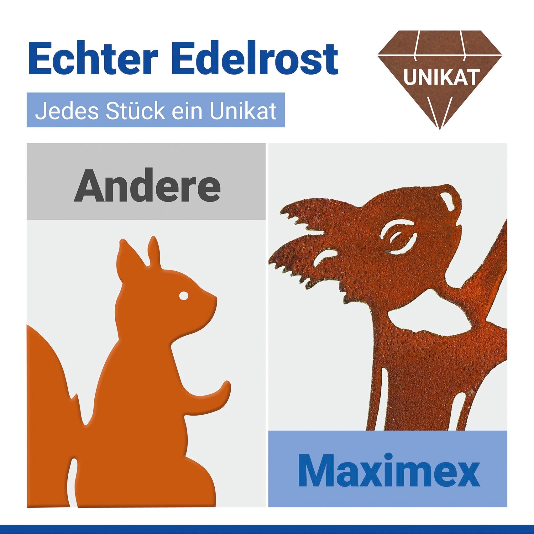 Maximex Gartenstecker »Eichhörnchen« Gartendekoration, wetterbeständig, Edelrost-Effekt mit feiner Patina