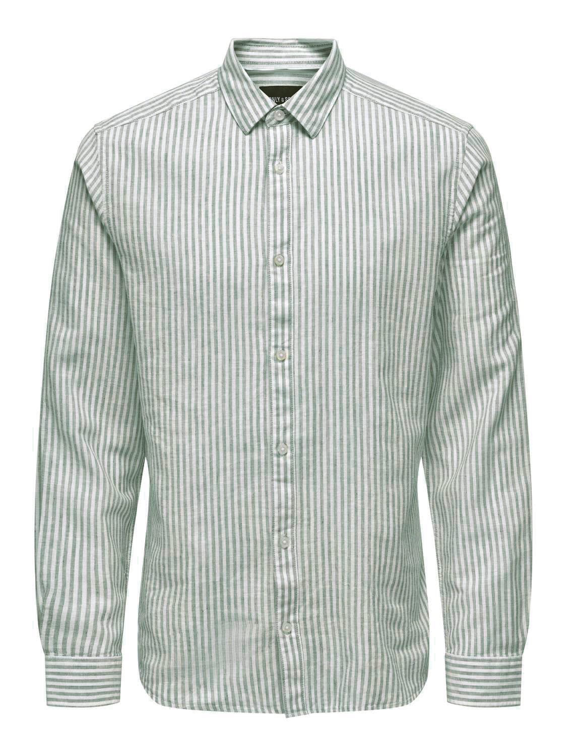 ONLY & SONS Kurzarmhemd »ONSCAIDEN LS STRIPE LINEN SHIRT 660 NOOS«