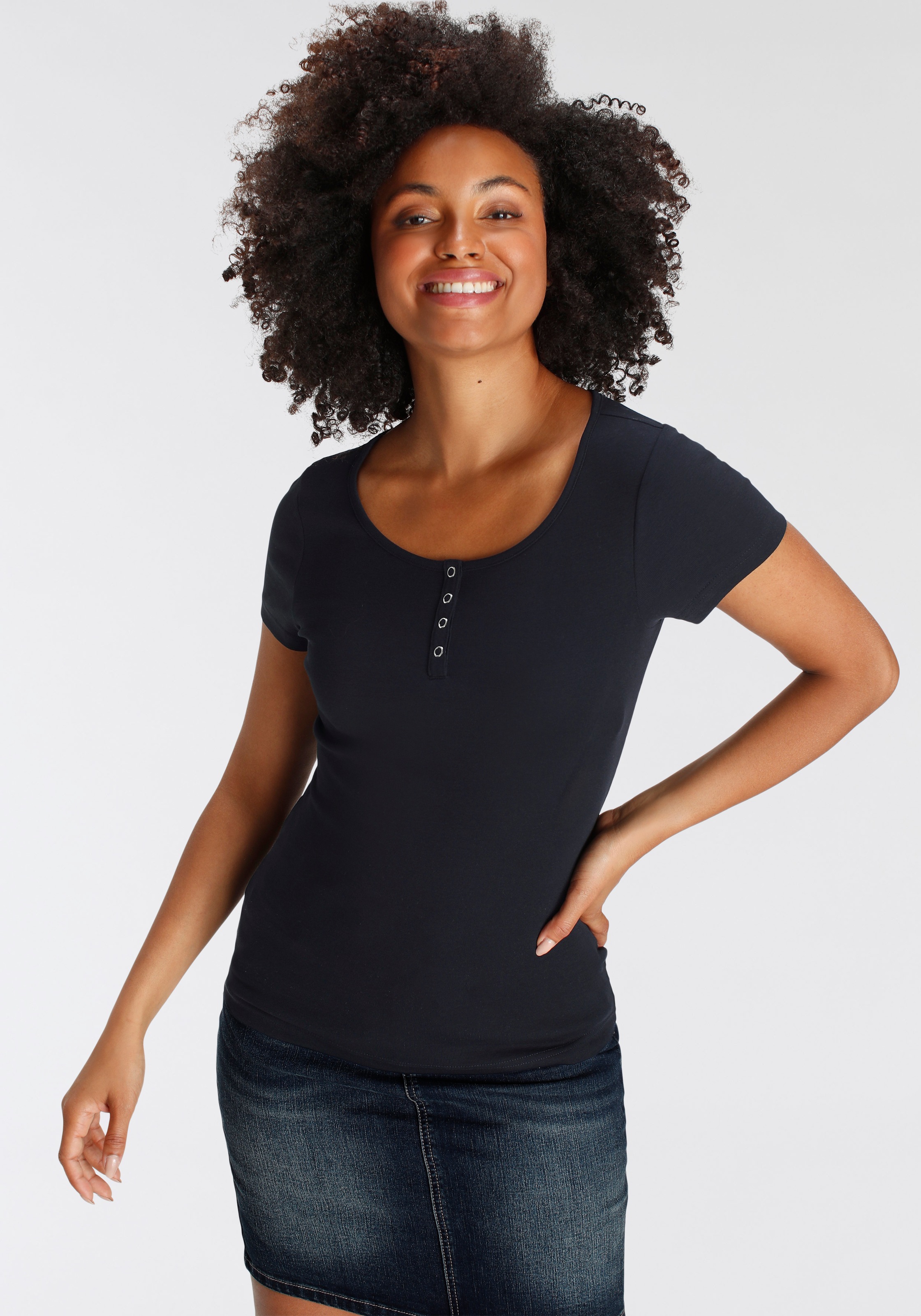 H.I.S T-Shirt Set, 2 Stk. tlg. Kurzarm, unifarben, aus Baumwolle, im Set er günstig online kaufen