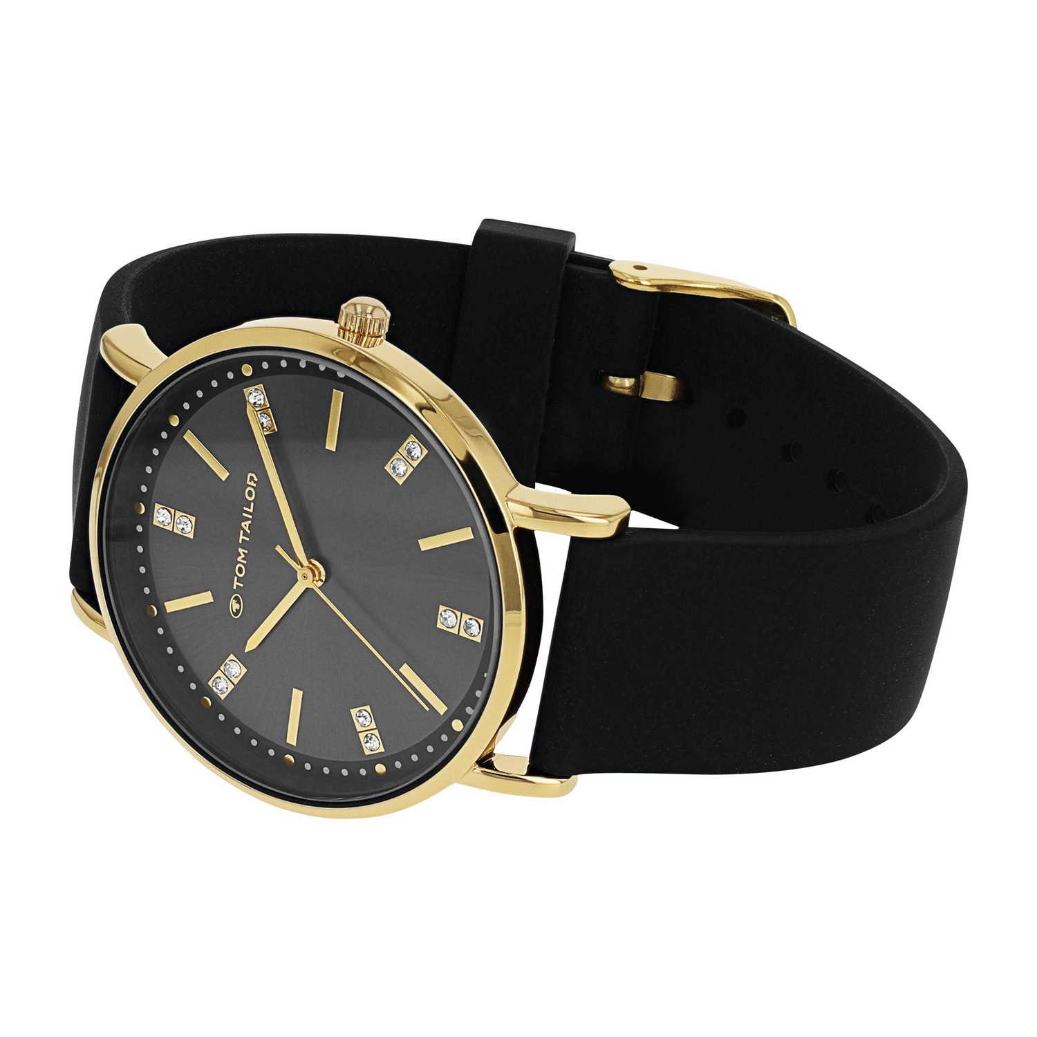 TOM TAILOR Quarzuhr Armbanduhr, Damenuhr, Silikonarmband, analog, Glassteine