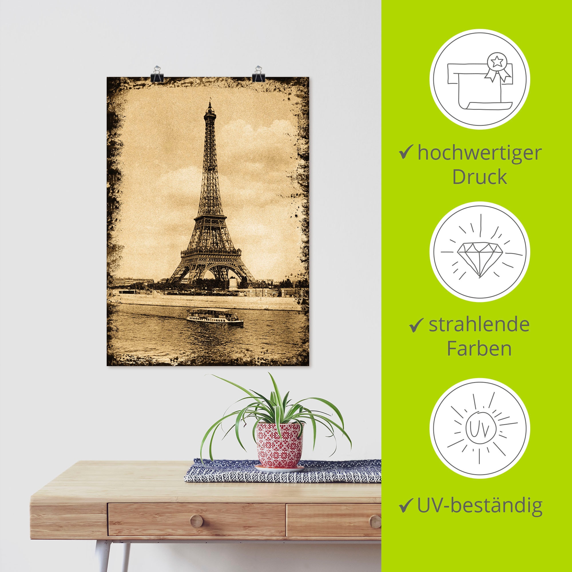 Artland »Paris - Eiffelturm Vintage« Gebäude 1 Stk. tlg. ohne Rahmen