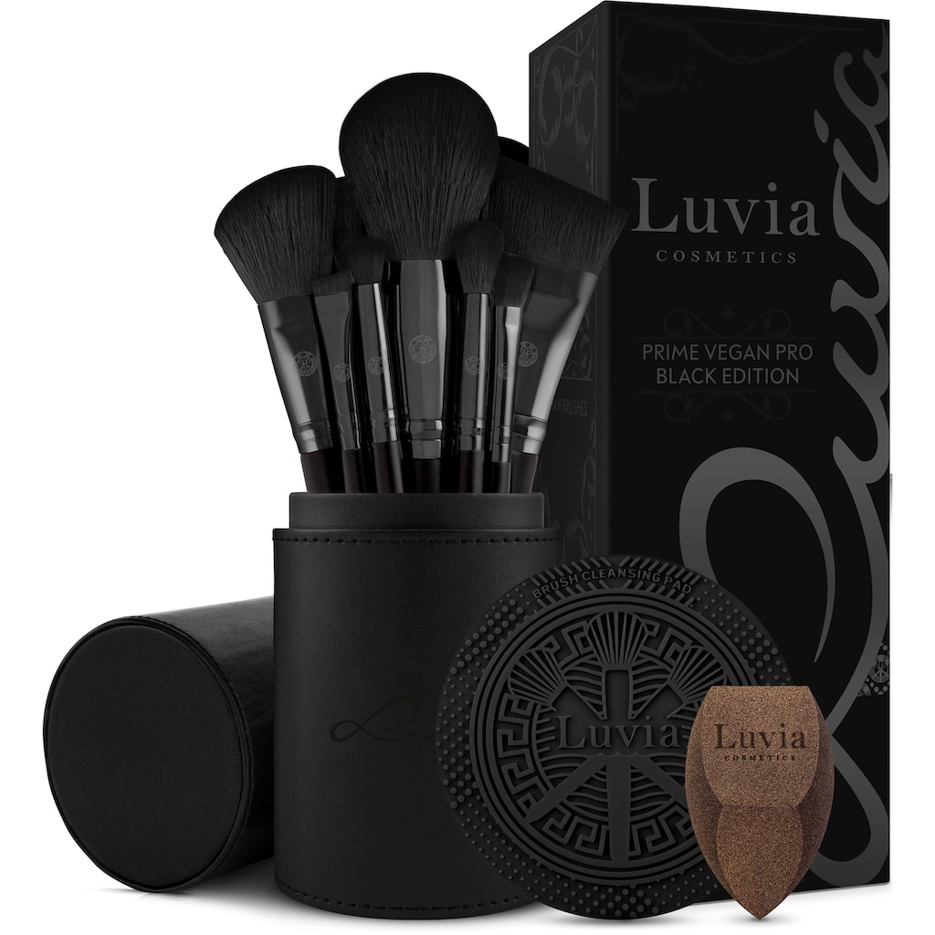 Luvia Cosmetics Kosmetikpinsel-Set »Prime Vegan Pro Black Edition«, (15 tlg.)