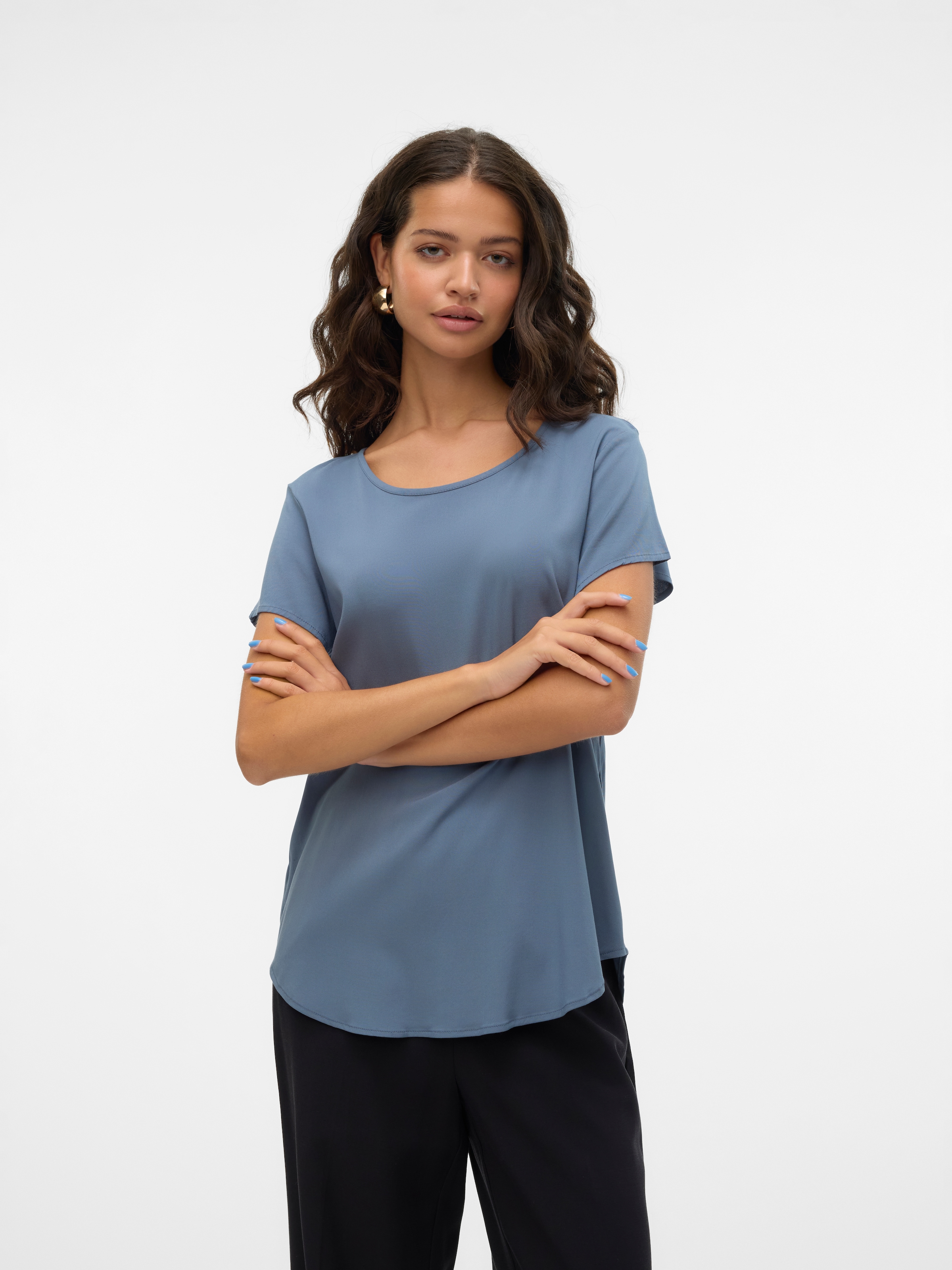 Vero Moda Blusenshirt "VMBELLA SS TOP WVN GA NOOS" Viskosemischung, abgerun günstig online kaufen