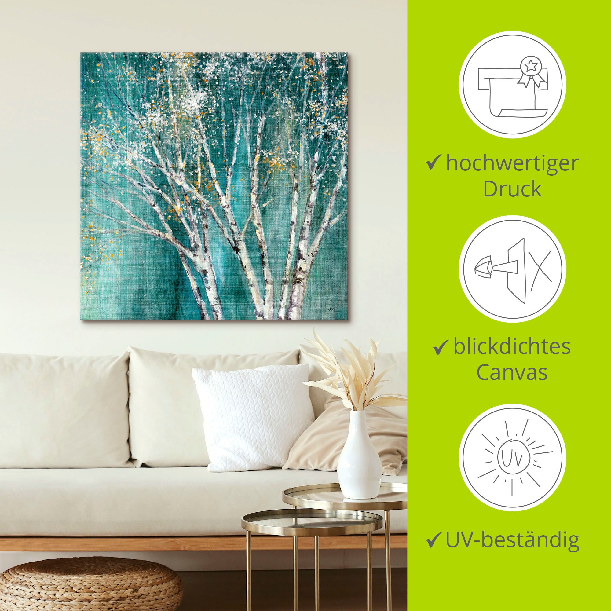 Artland Wandbild »Blaue Birke«, Bäume, (1 St.), als Leinwandbild, Poster, Wandaufkleber in verschied. Größen