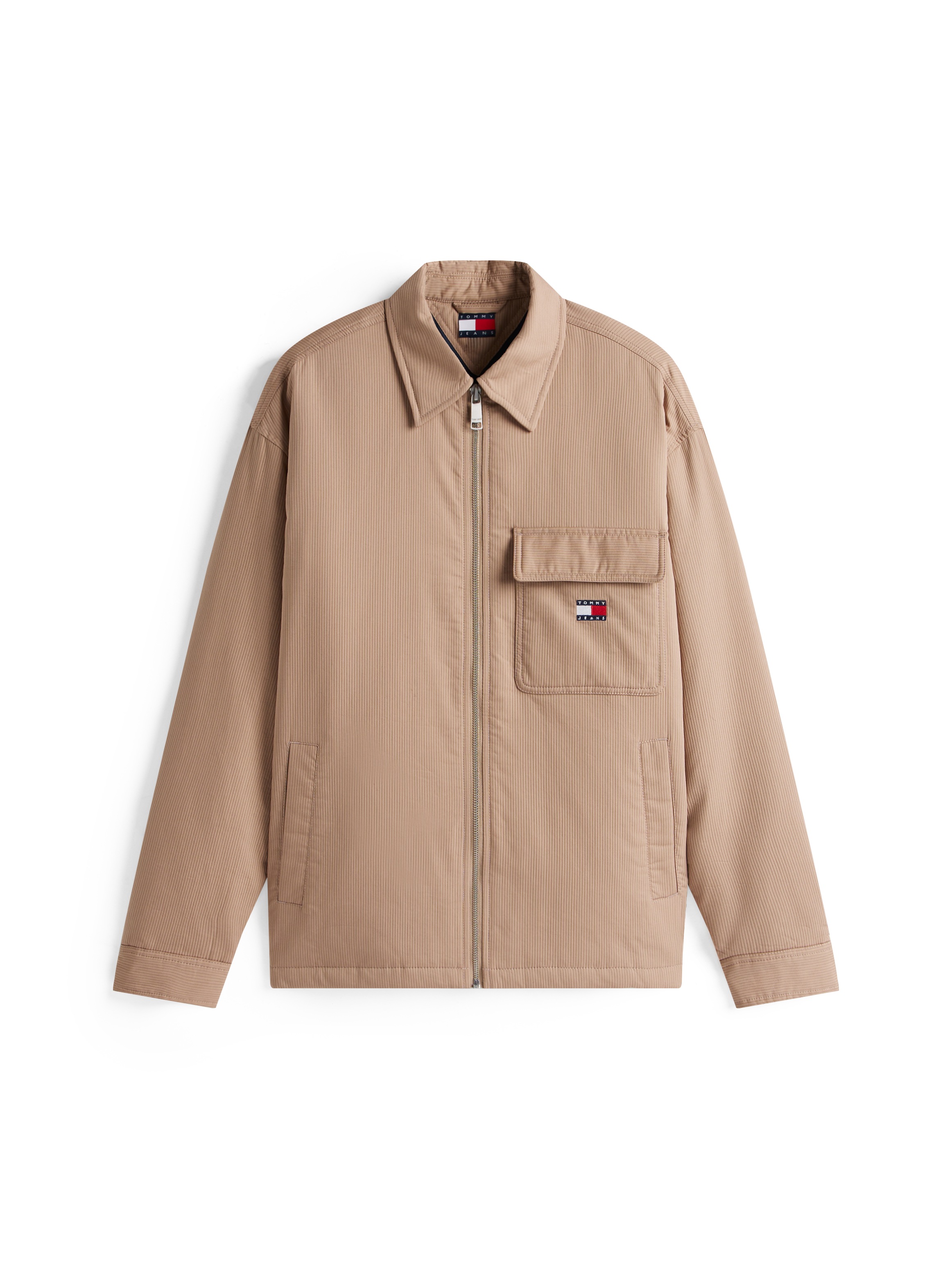 Hemdjacke TOMMY JEANS "TJM PADDED TECH CORD", Herren, Gr. M, coastal taupe, Cord, Obermaterial: 82% Baumwolle, 18% Polyamid, regular fit normal, Manschette, Jacken, Overshirt, lockere Form, wattiert 3