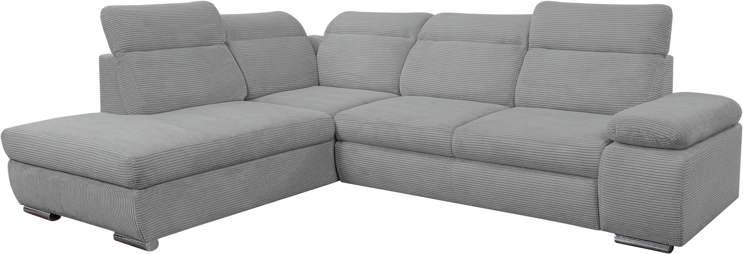 WERK2 Ecksofa »Alicante Cord, inkl. Bettfunktion & Bettkasten, Breite 280cm, L-Form« Schlafsofa mit Bettkasten & verstellbaren Kopfstützen.