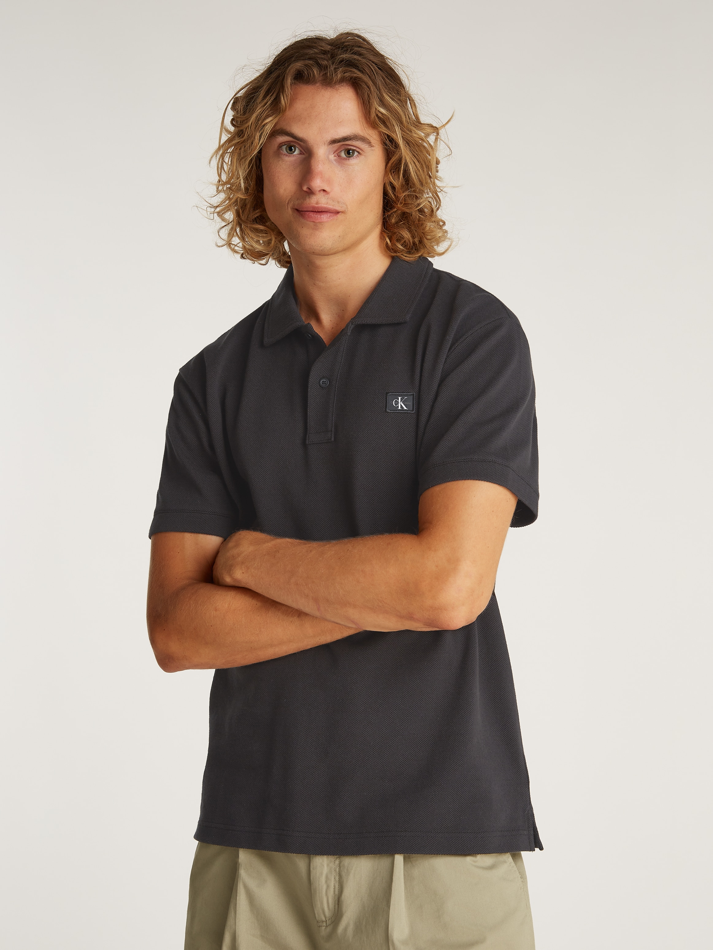 Calvin Klein Jeans Poloshirt »WOVEN LABEL POLO«, Logodruck