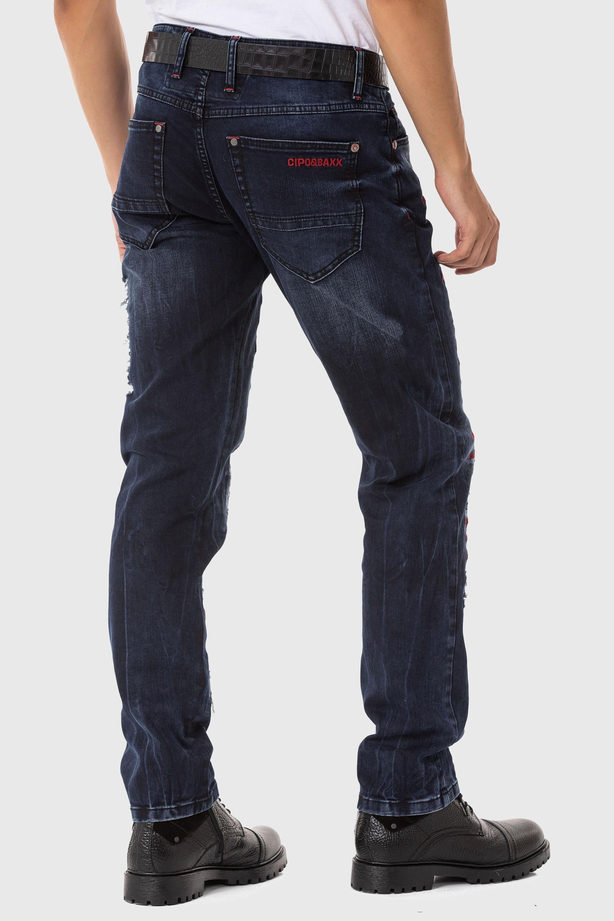 Cipo & Baxx Slim-fit-Jeans »Jeans«, mit farbigen Ziernähten