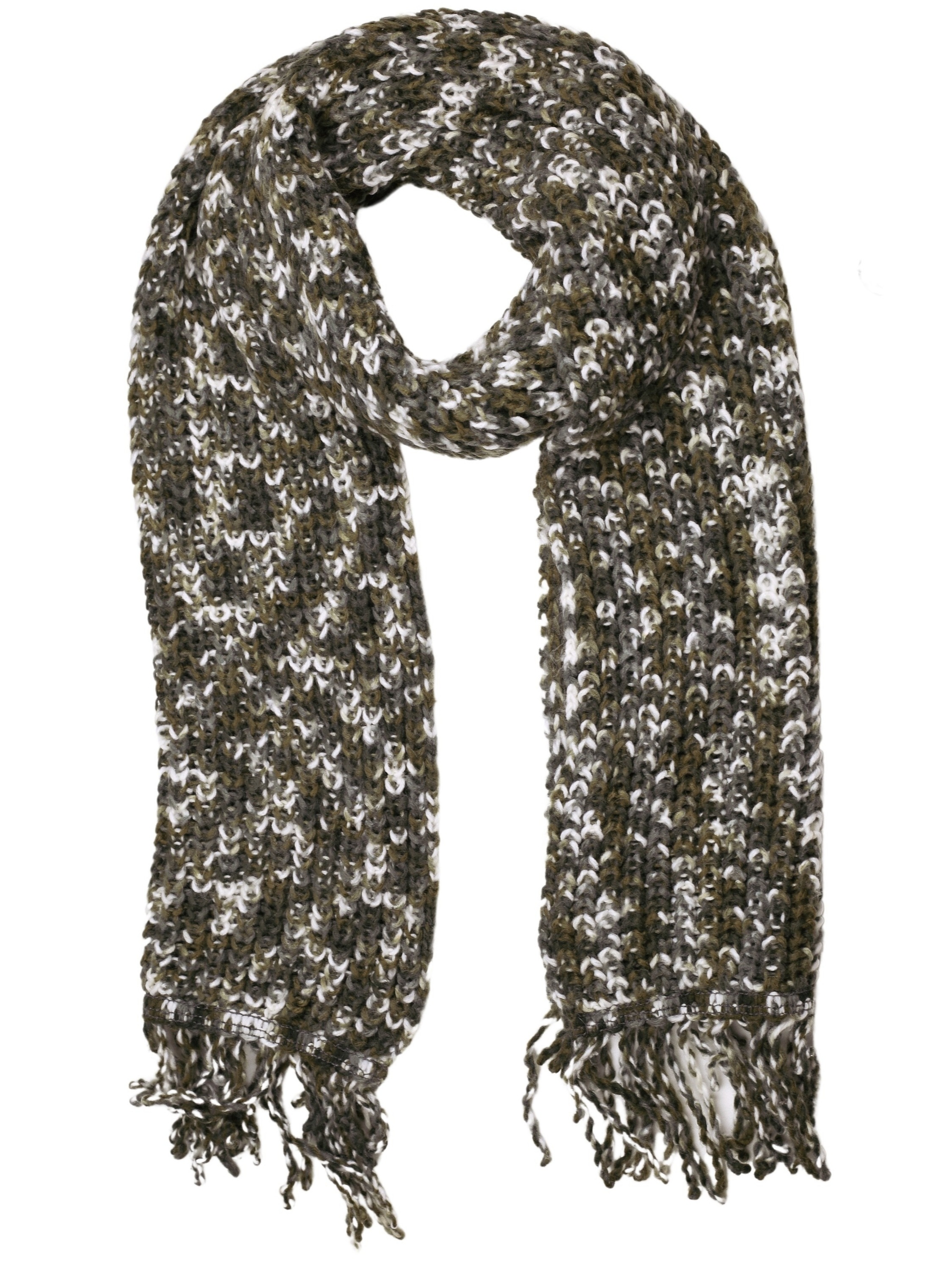 Damen Wollschal "Lanea", grün, Basic, COLLEZIONE ALESSANDRO, kariert, Polyacryl, Modetücher, grob gestrickt mit Fransen