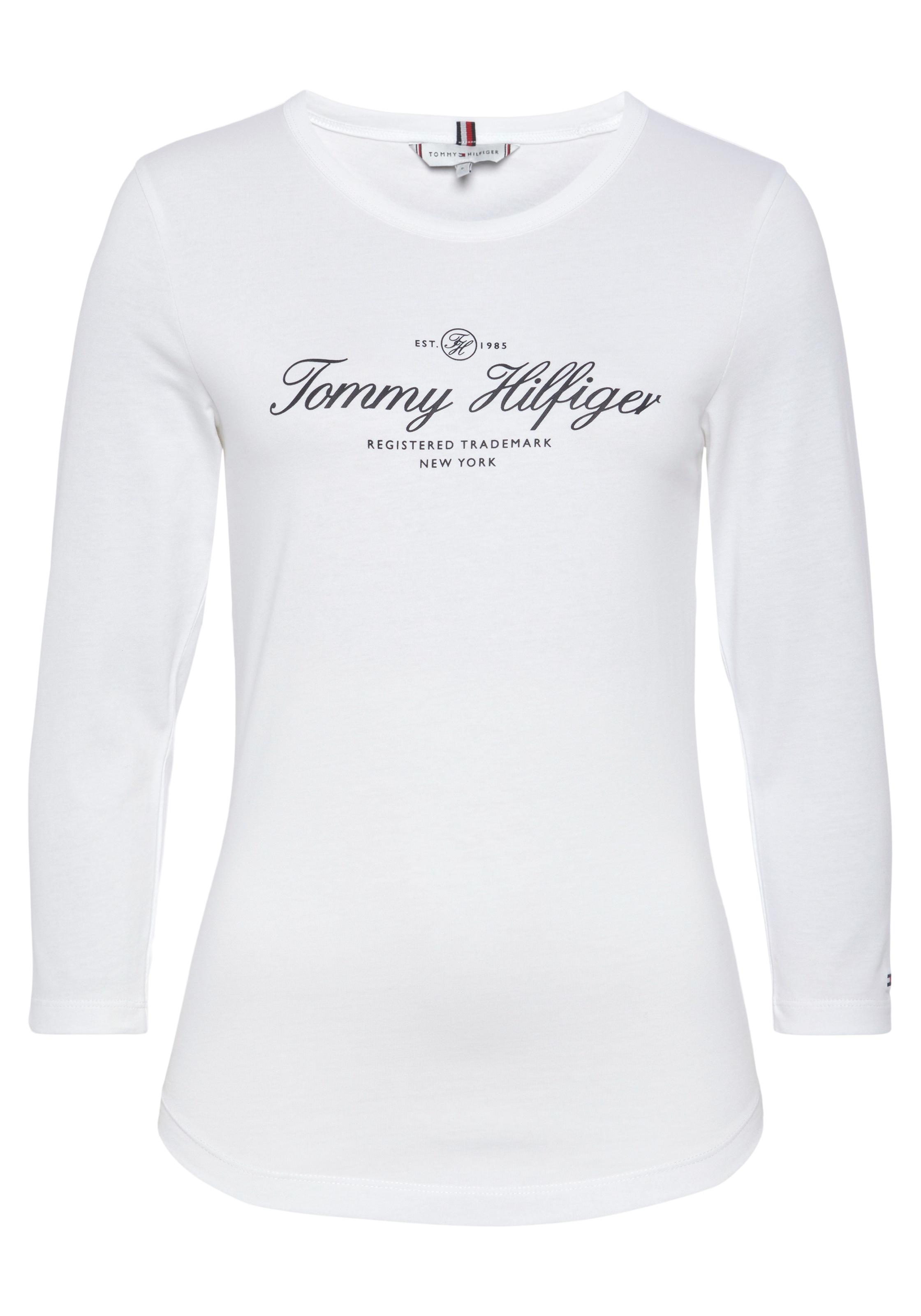 Tommy Hilfiger Langarmshirt »SLIM SIGNATURE OPEN NK 3/4SLV« mit Tommy Hilfiger Signature Logo-Schriftzug