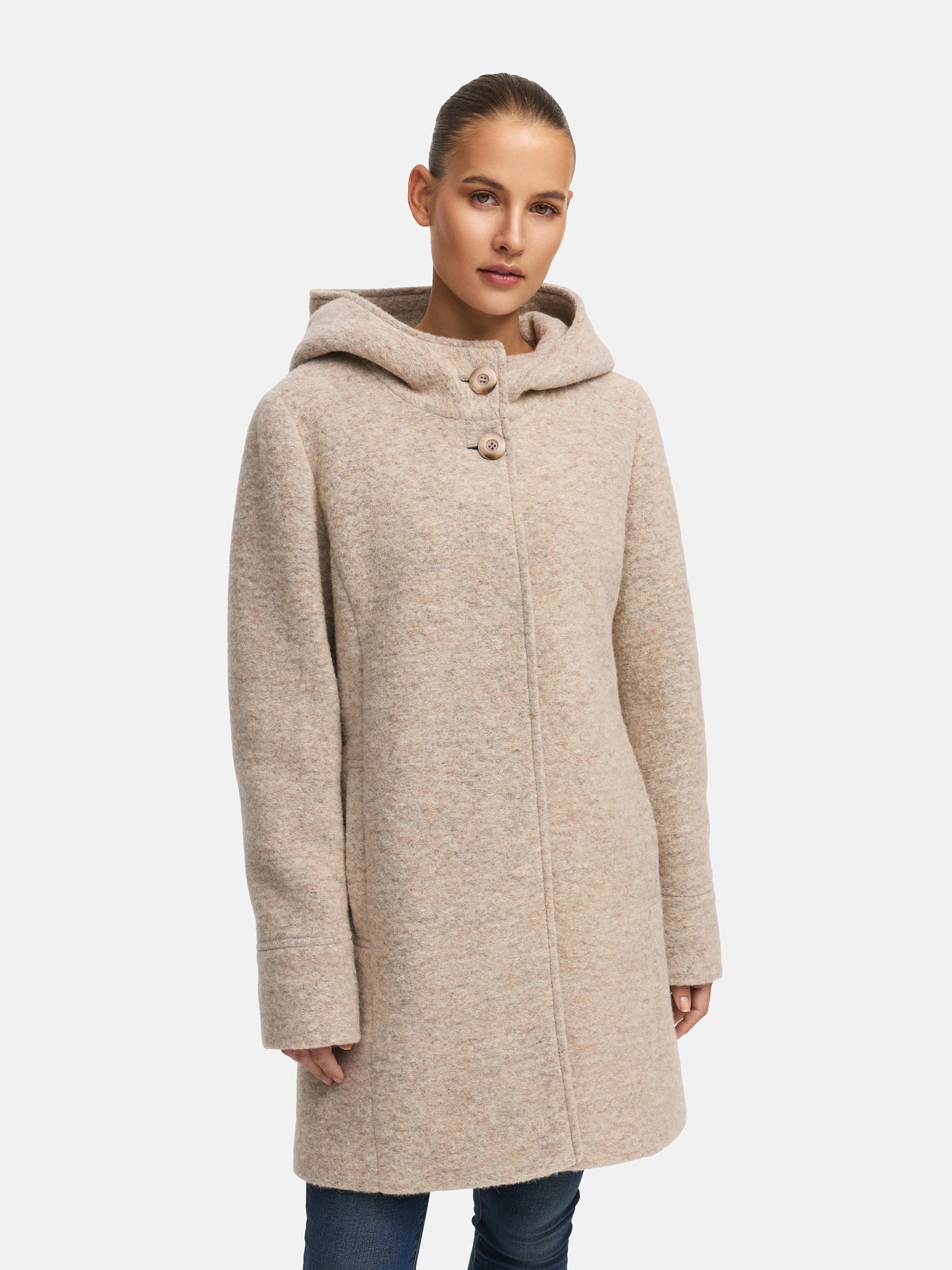 MANISA Wolljacke mitKapuze Wollparka mit Kapuze und verdeckten Knöpfen günstig online kaufen