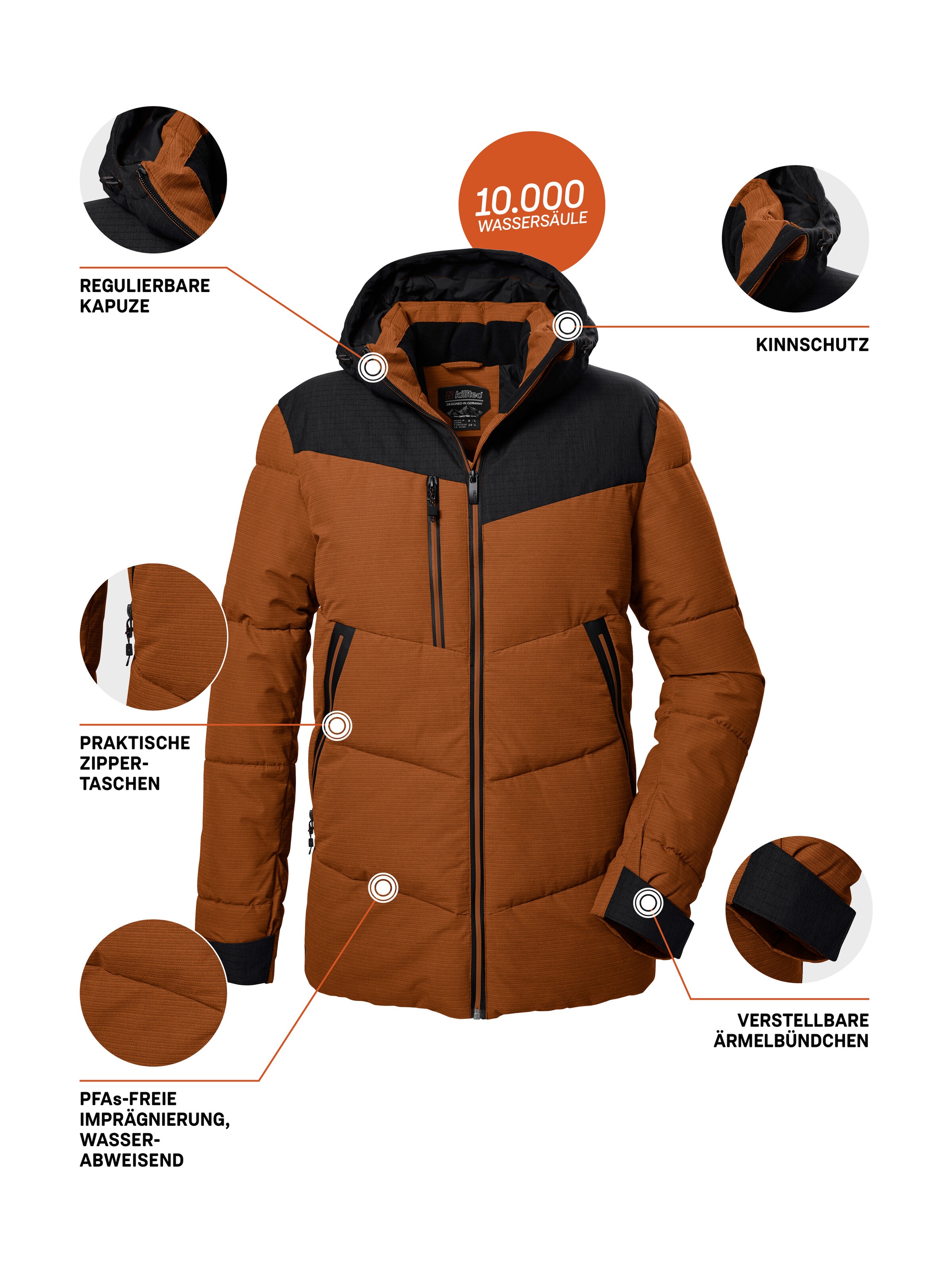 Killtec Steppjacke »KOW 306 MN QLTD JCKT«, Herren Steppjacke mit Kapuze, wasserabweisend, atmungsaktiv