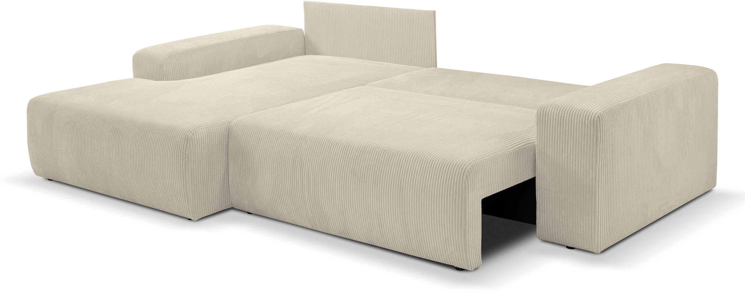 WERK2 Ecksofa »Hugo-L L-Form«, Design Ecksofa in Cord mit Schlaffunktion & Bettkasten