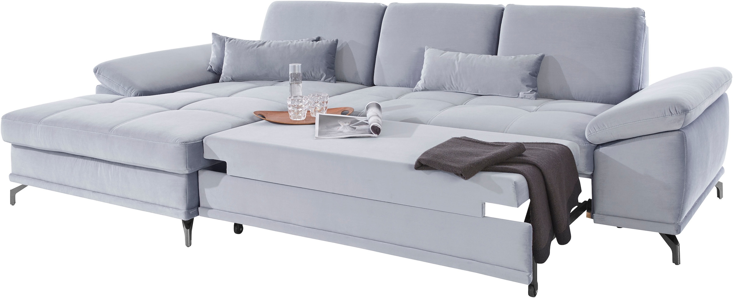 Places of Style Ecksofa Costello, mit Sitztiefenverstellung und Armlehnfunktion, incl. 3 Nierenkissen