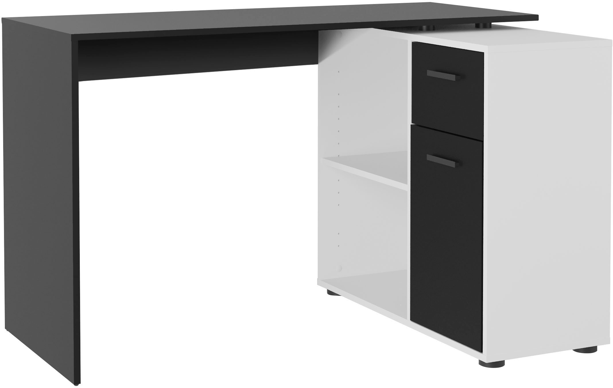 FMD Eckschreibtisch "AUGSBURG", Schreibtisch/ Sideboard m. Stauraum, beids. günstig online kaufen