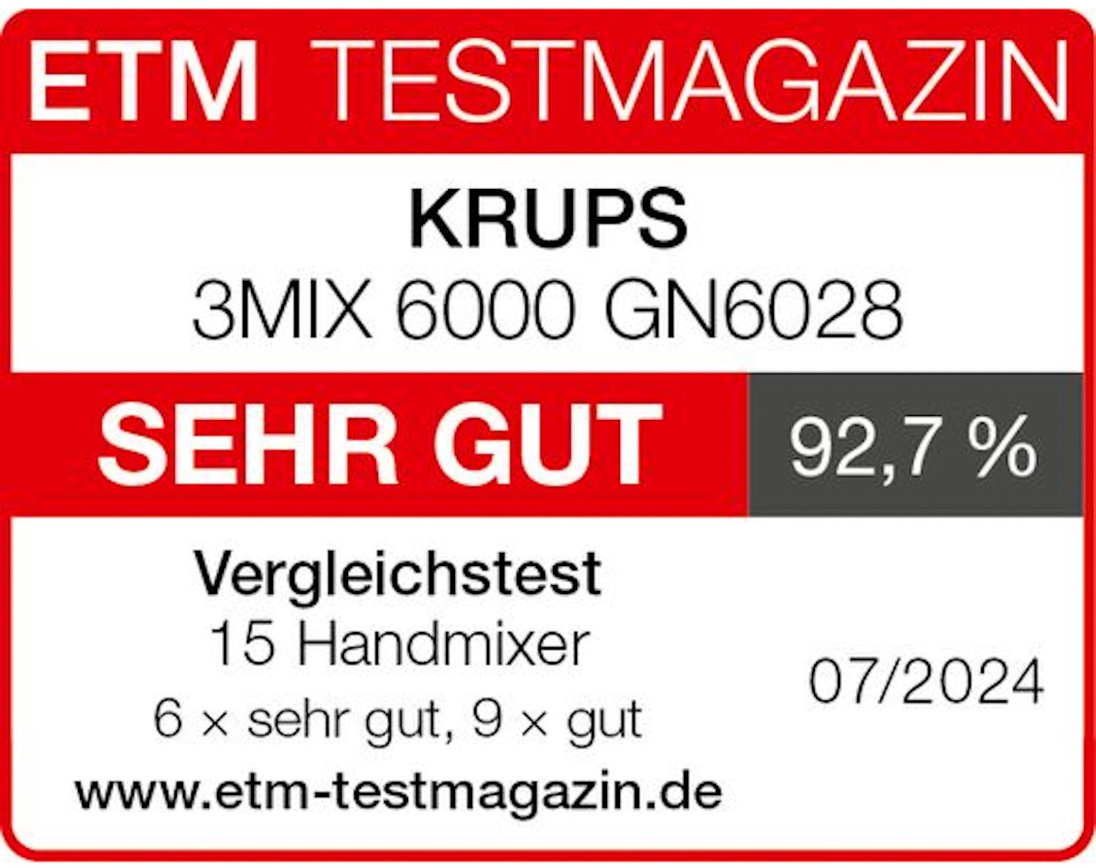 Krups 3MIX 6000 GN6028 Handmixer schwarz (GN6028)