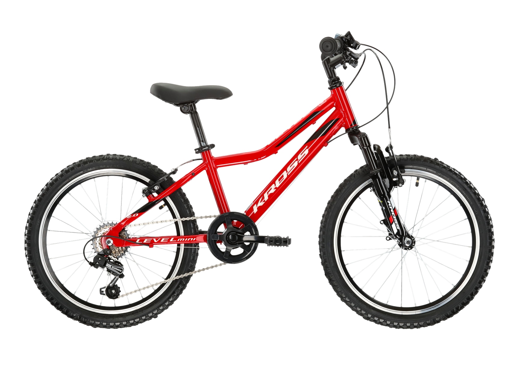 KROSS Kinderfahrrad "20" Kinder-MTB Level Mini 2.0 6 Gänge 2026", 28cm, 20 Zoll (50,80cm) hinten: 20 Zoll (50,80cm)rot, schwarz, Fahrräder