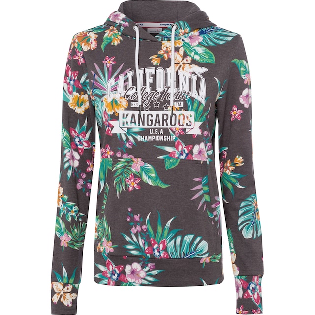 KangaROOS Kapuzensweatshirt, mit coolem Floral-Alloverprint & Logo-Print im  College-Look für kaufen | BAUR