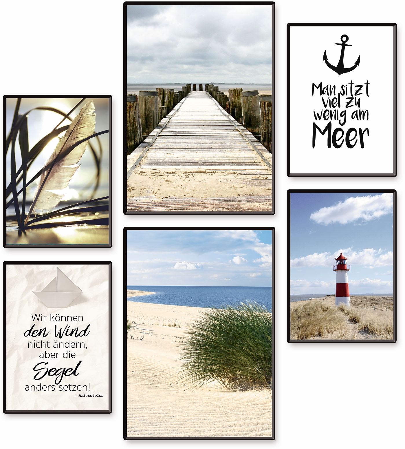 Artland Poster "Impressionen vom Meer" Meer Bilder Set, 6 Stk. tlg. Bilder Set, 6tlg. 4xDIN A4 / 2xDIN A3, ohne Rahmen