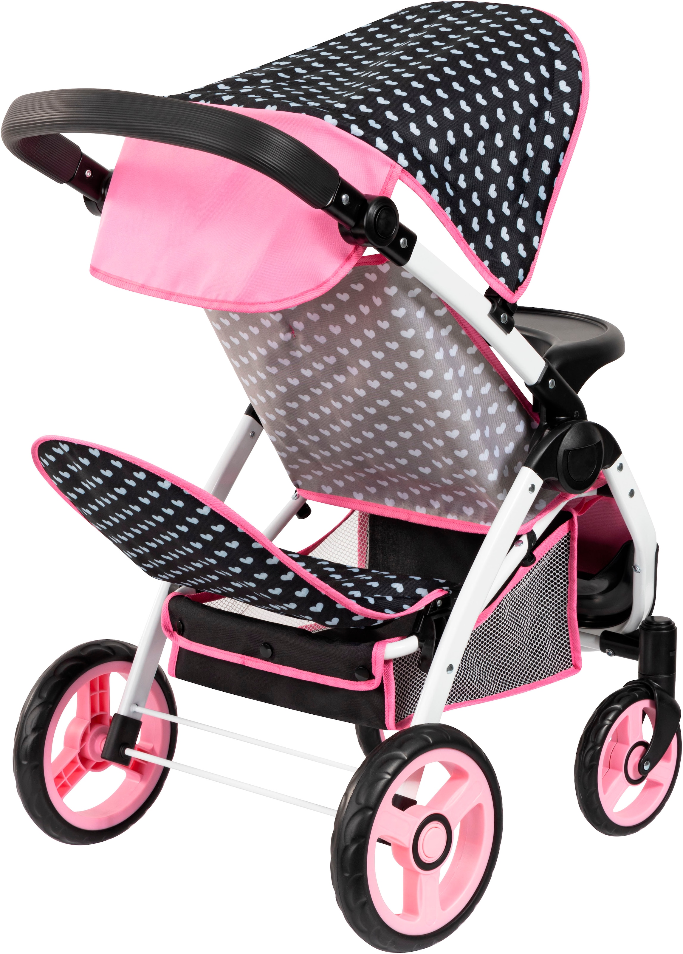 Bayer Puppen-Zwillingsbuggy »Twin Star, schwarz«, mit Wickeltasche