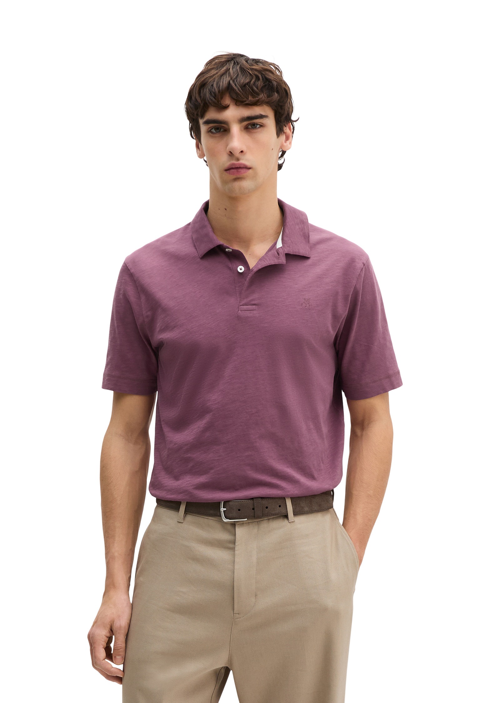 Poloshirt MARC O'POLO "aus weicher Bio-Baumwolle", Damen, Gr. L, acai rot, Obermaterial: 100% Baumwolle, unifarben, regular fit, Shirts 3