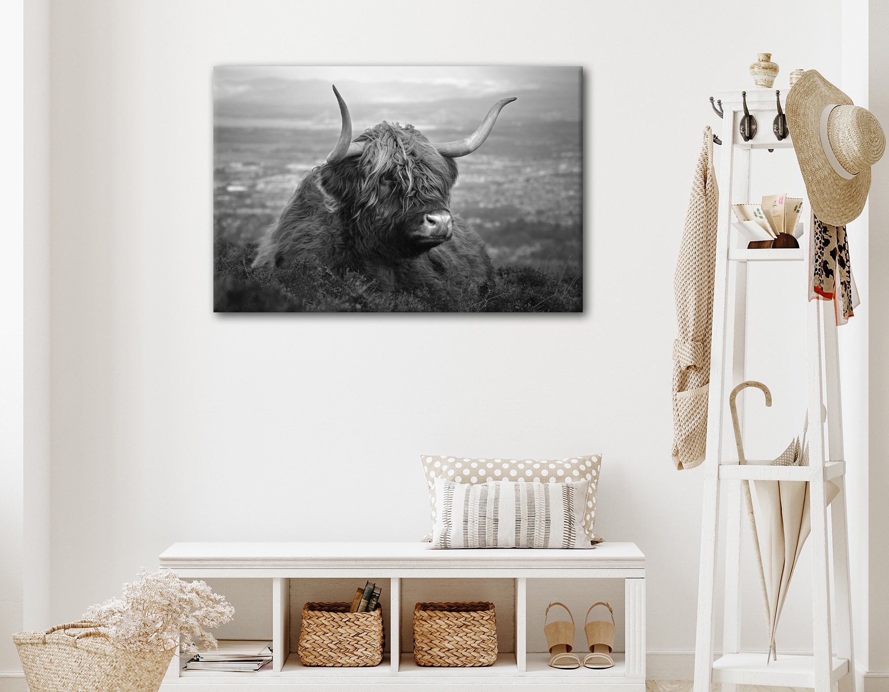 Bönninghoff Bild »HOCHLANDRIND AM SEE 60x90 cm – Leinwandbild Keilrahmen Deko modern«