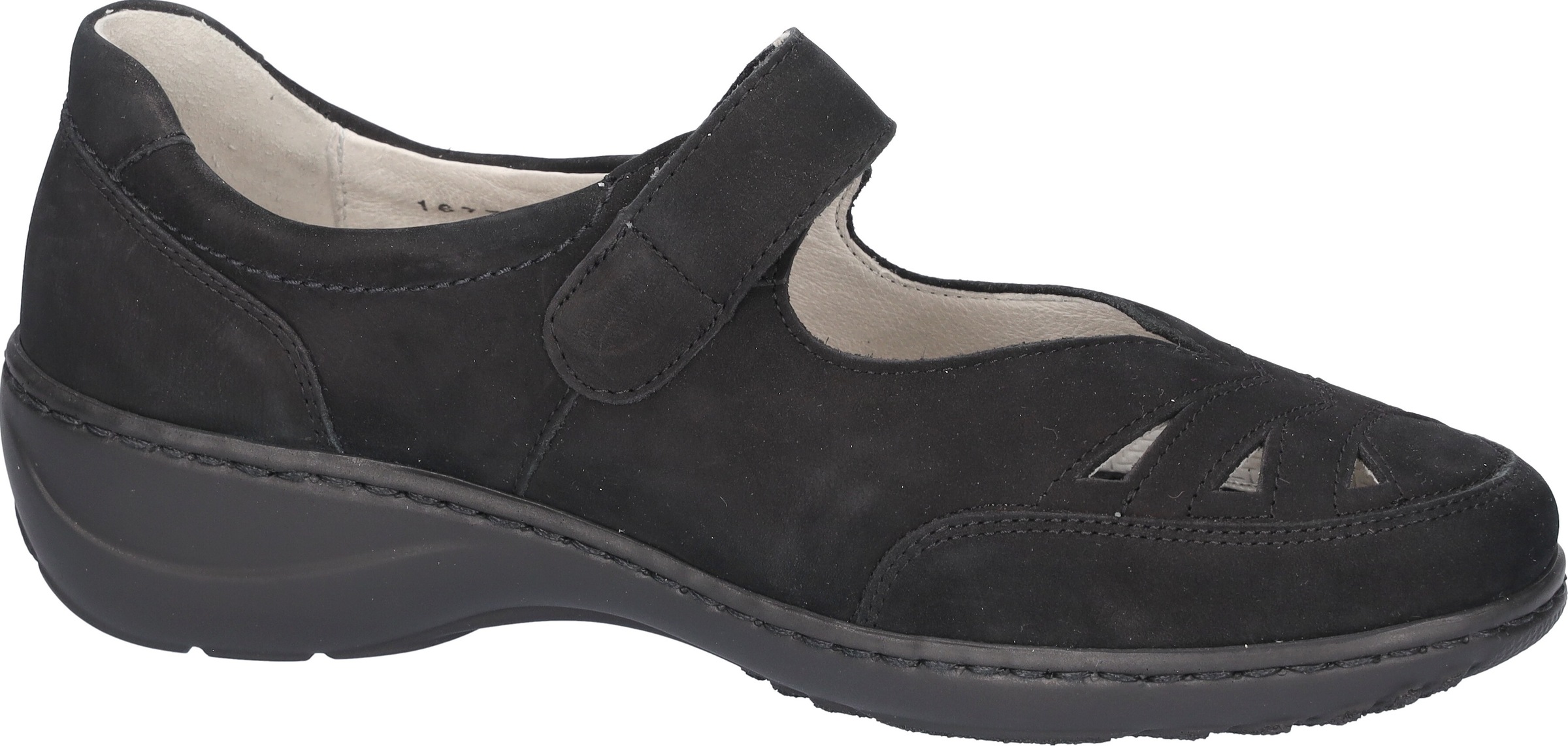 Klettschuh WALDLÄUFER "Kya", Herren, Gr. 4 (37), schwarz, Nubukleder, unifarben, Schuhe Klettschuh, Spangenschuh, Komfortschuh, Sandale in Komfortweite K (= extra weit) 3