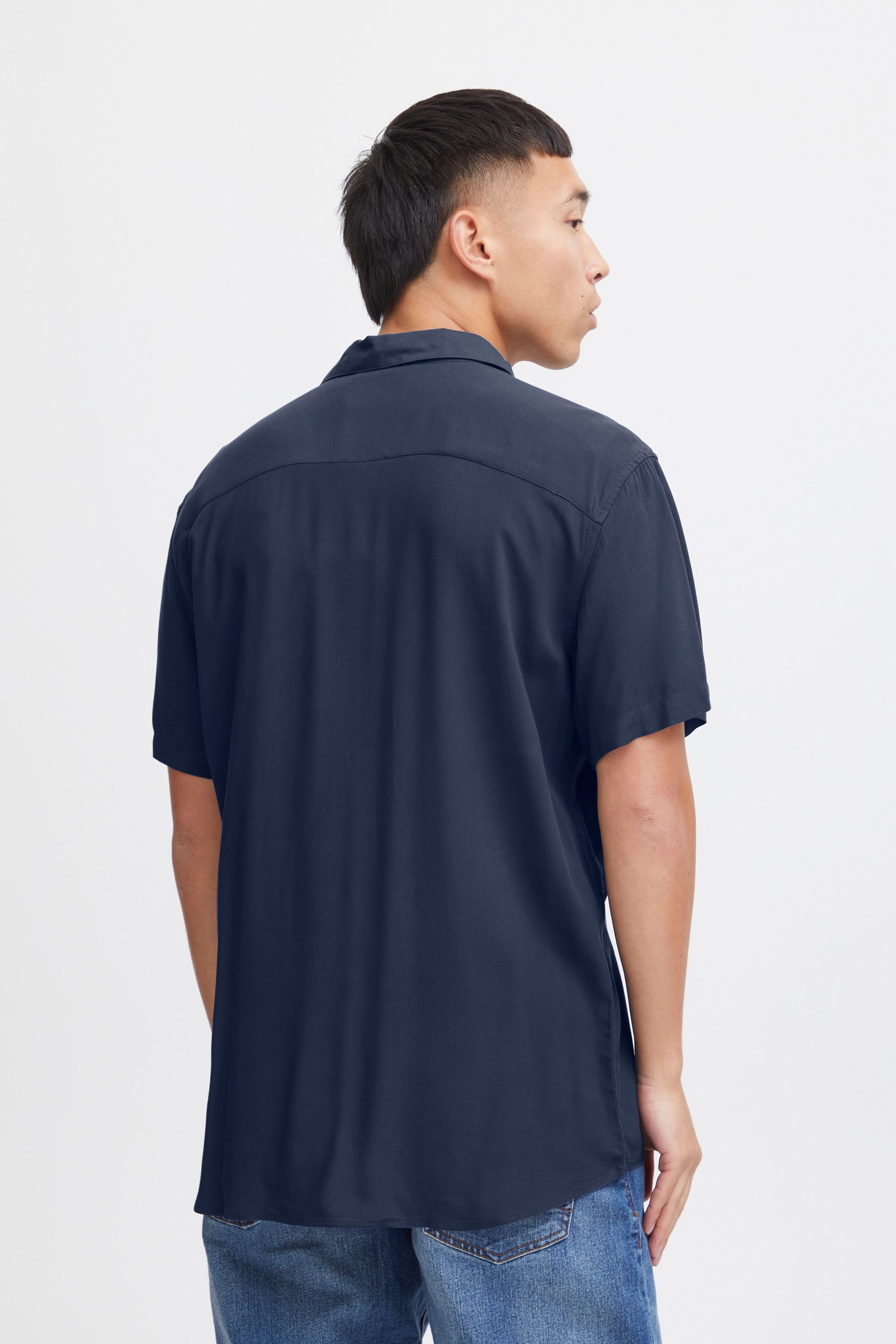 Kurzarmhemd BLEND "Kurzarmhemd BHShirt", Herren, Gr. XXL, N-Gr, blau (marineblaus), Obermaterial: 100% Viskose CV., Hemden 3