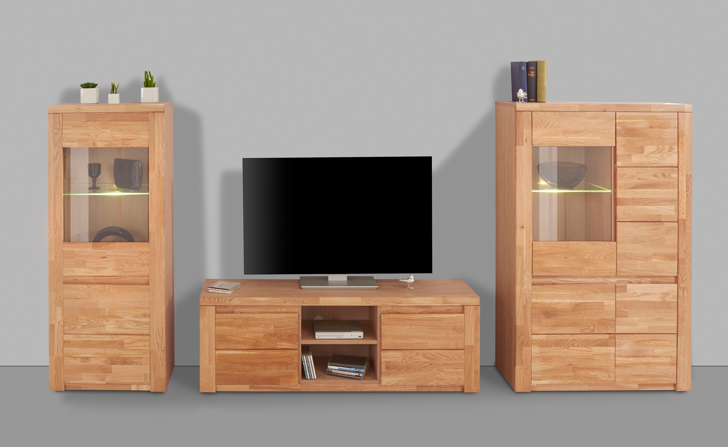 Home affaire Wohnwand »Burani«, (Set, 3 St.), teilmassives Holz