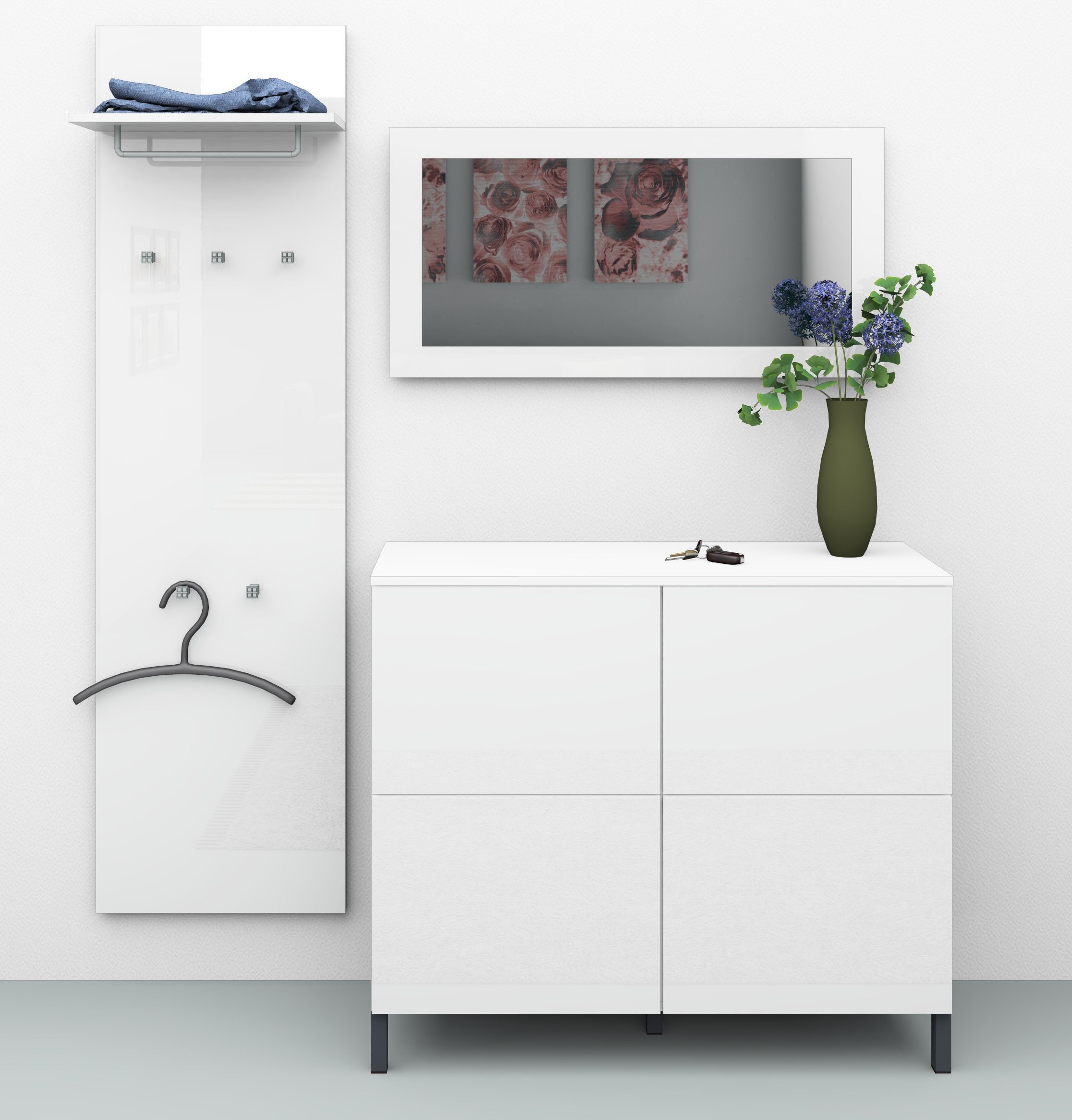 Garderoben-Set BORCHARDT MÖBEL, weiß, Flur, Kastenmöbel-Sets, "Haama", 3-tlg.