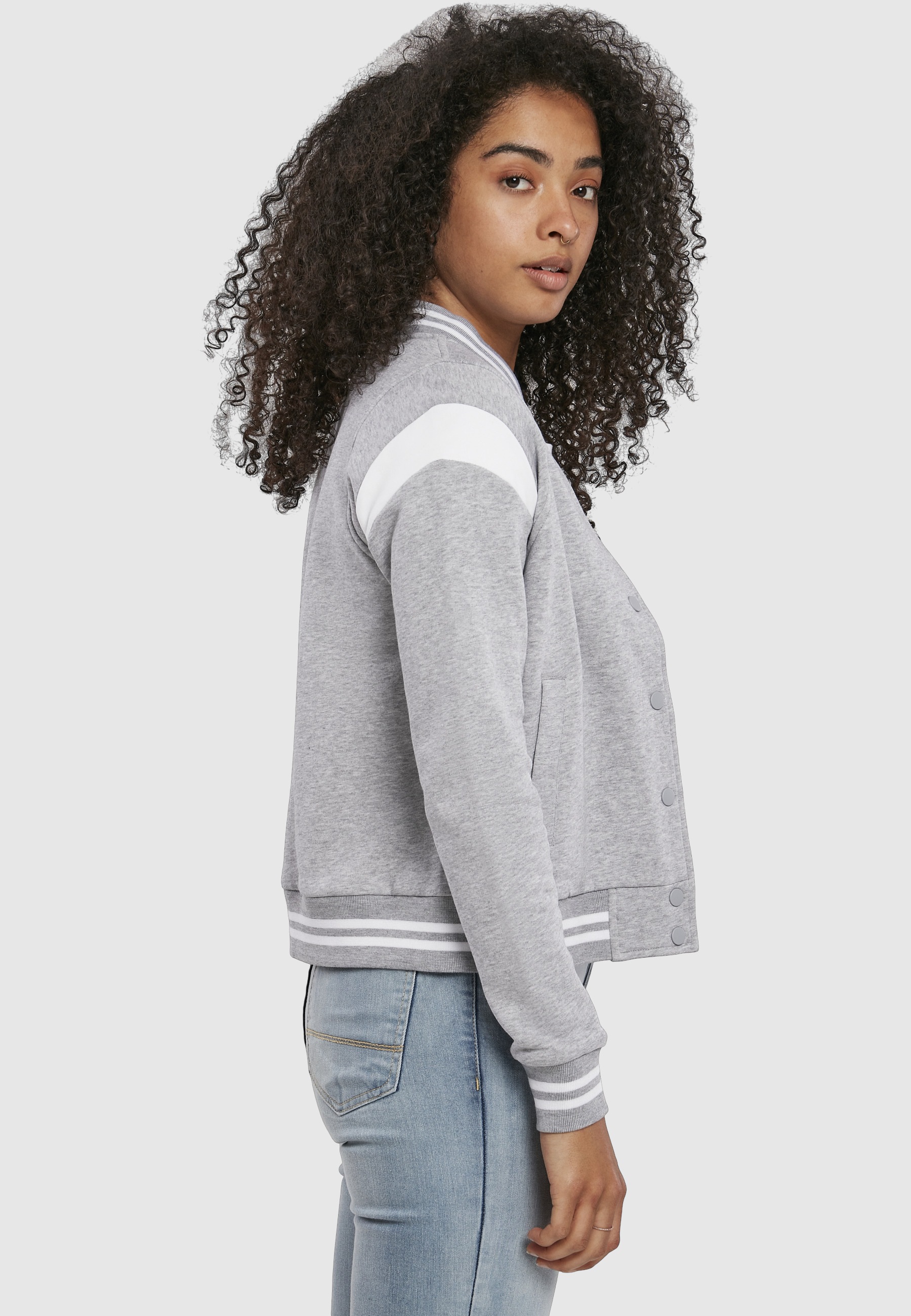 URBAN CLASSICS Collegejacke »Urban Classics Damen Ladies Organic Inset College Sweat Jacket« 1 Stk. tlg. ohne Kapuze