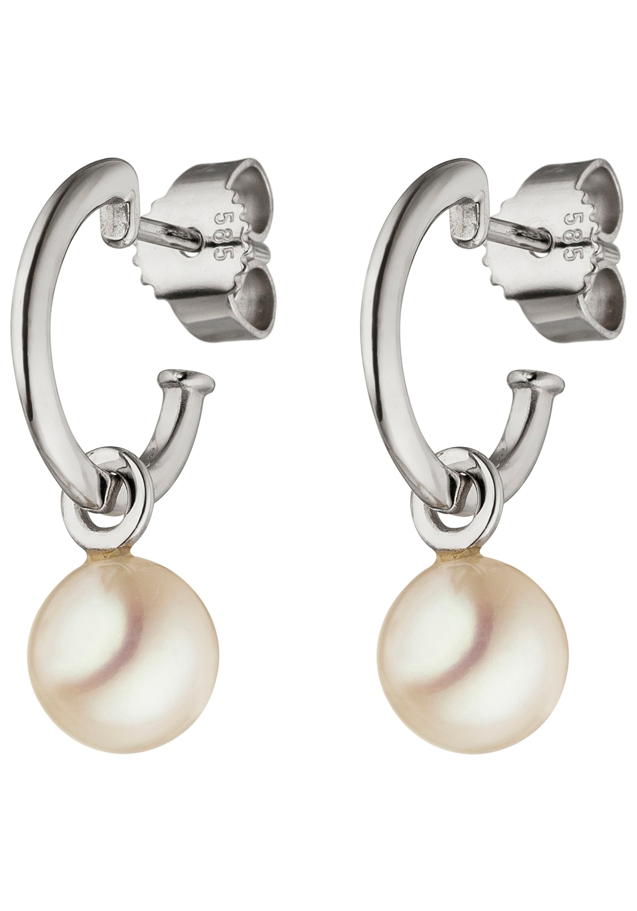 JOBO Perlenohrringe »Ohrringe mit Süßwasser-Zuchtperlen 20 mm« 14 Karat 585 Weißgold