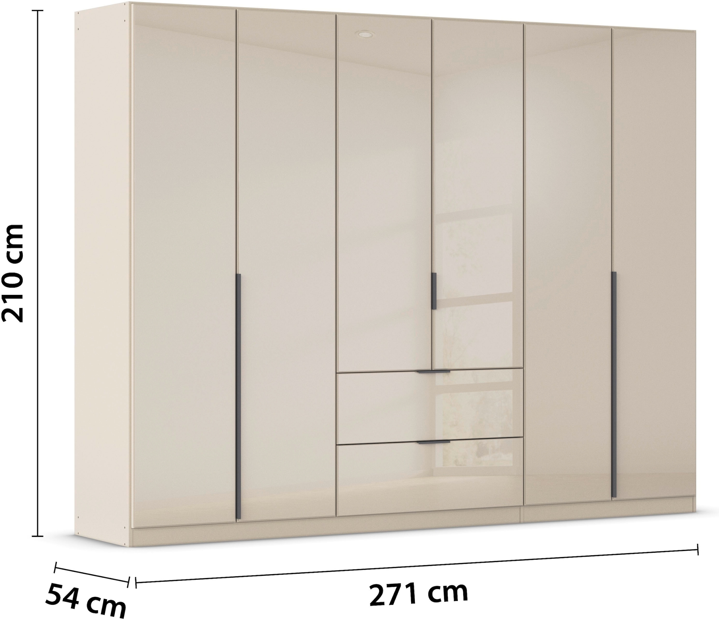 rauch Drehtürenschrank »Kleiderschrank Kleiderschränke Schrank Garderobe AGORDO mit Glasfront«, (in zwei Griff-Farben mit Glasfront), mit Außenschubkästen, in 6 Breiten und 2 Höhen MADE IN GERMANY