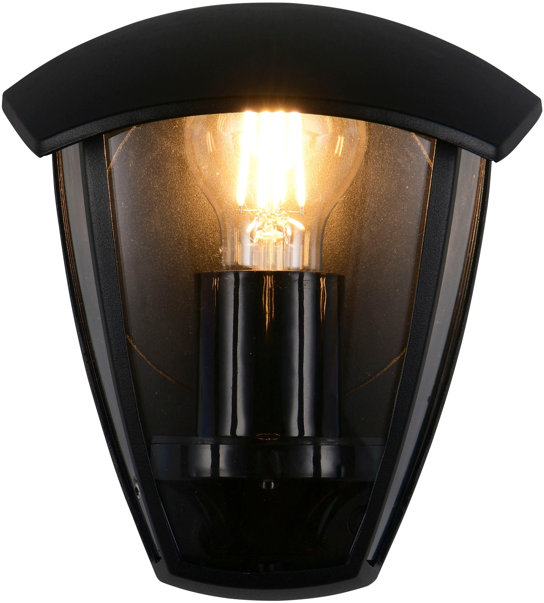 TRIO Leuchten Außen-Wandleuchte »VENTA, Outdoor Hauswand Fassadenbeleuchtung, exkl 1x E27 max 10W, IP44«, 1 flammig, Leuchtmittel E27 | Leuchtmittel wechselbar, Wandlampe Garten Terrasse, Aluminium mit Kunststoff Schirm transparent