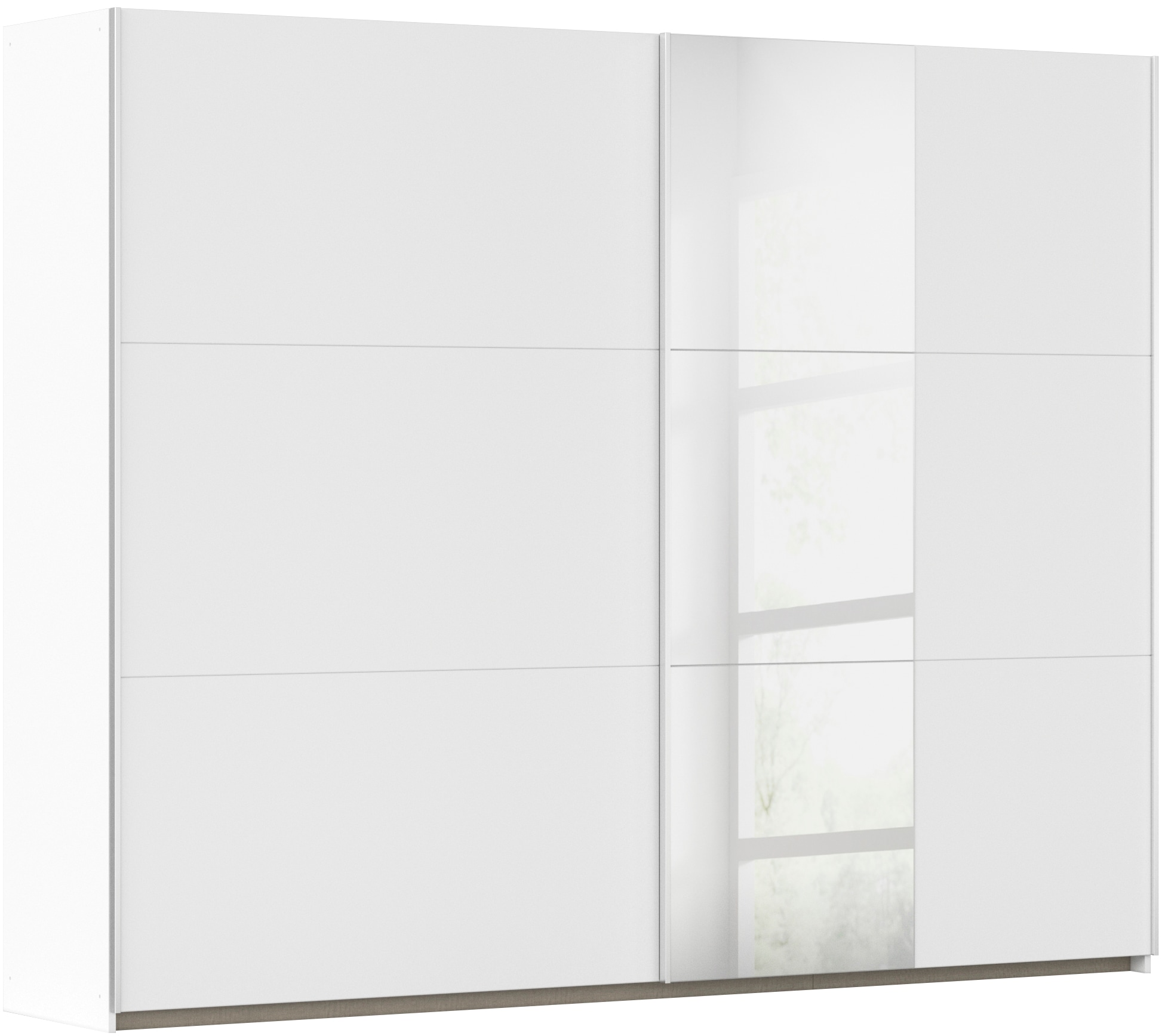 rauch Schwebetürenschrank "Kleiderschrank Drehtürenschrank Schrank Garderobe KRONACH" in 3 Ausstattungen BASIC/CLASSIC/PREMIUM, Breiten 131/175/218/261 cm, optional ohne, mit 1 oder 2 Spiegel, viel Stauraum MADE IN GERMANY