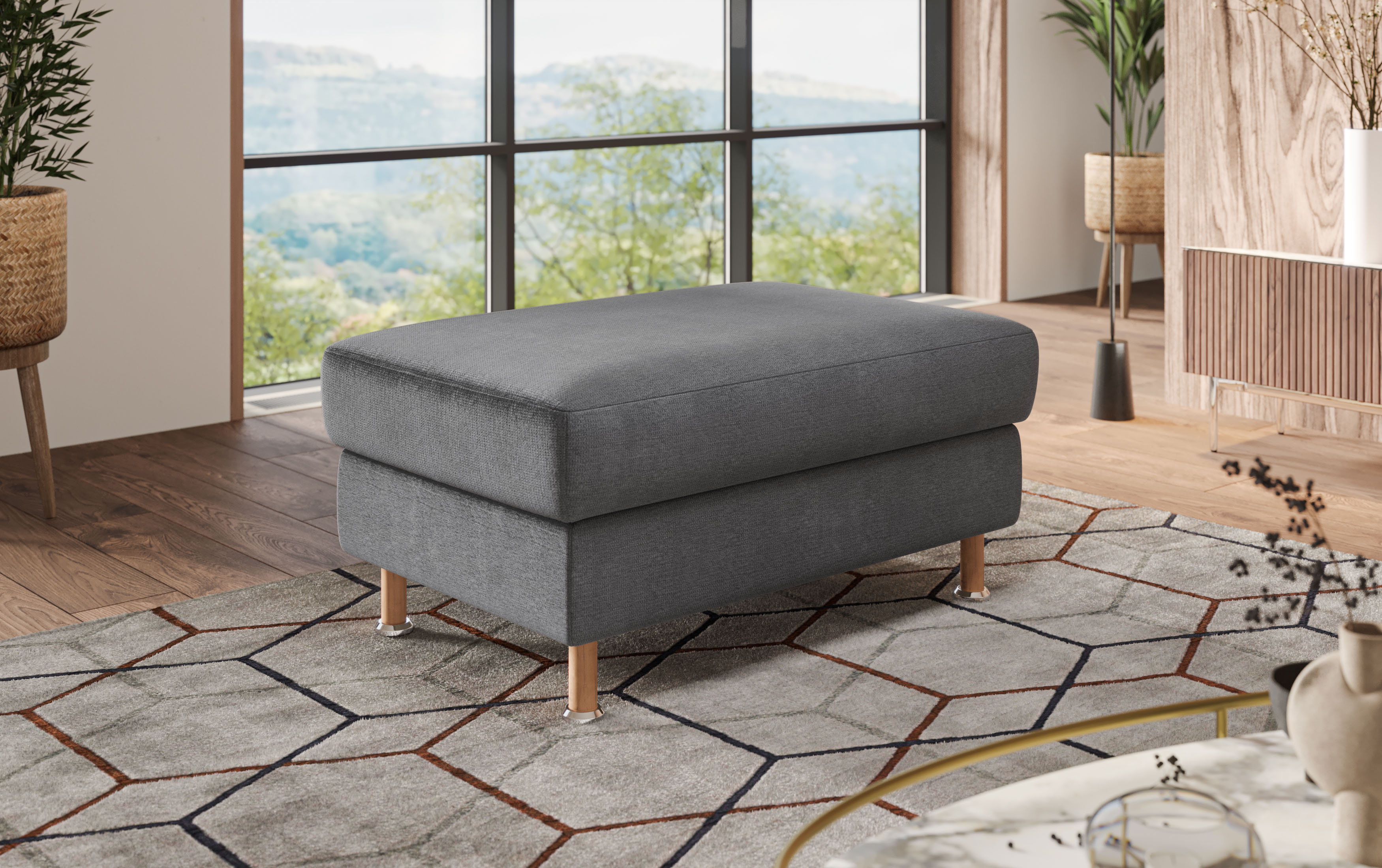 OTTO home Polsterhocker "Calypso" Holzfuesse mit Metallteller