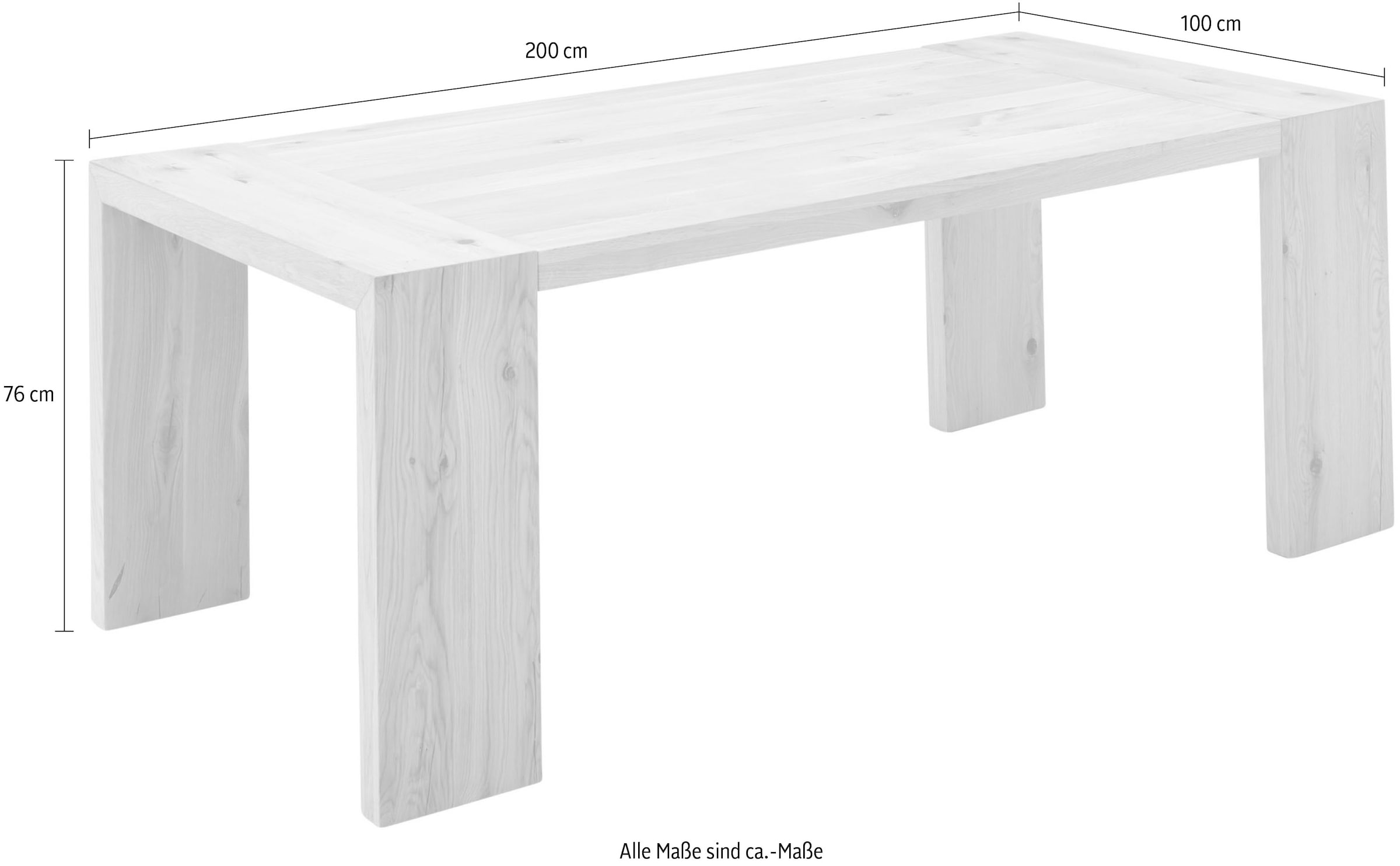 Stolkom Esstisch »Anno Esszimmertisch Eiche Massivholz geölt, FSC, BxHxT 200x76x100 cm«, Eiche Massivholz geölt, FSC-Zertifiziert, Flächenbelastung bis 90 kg