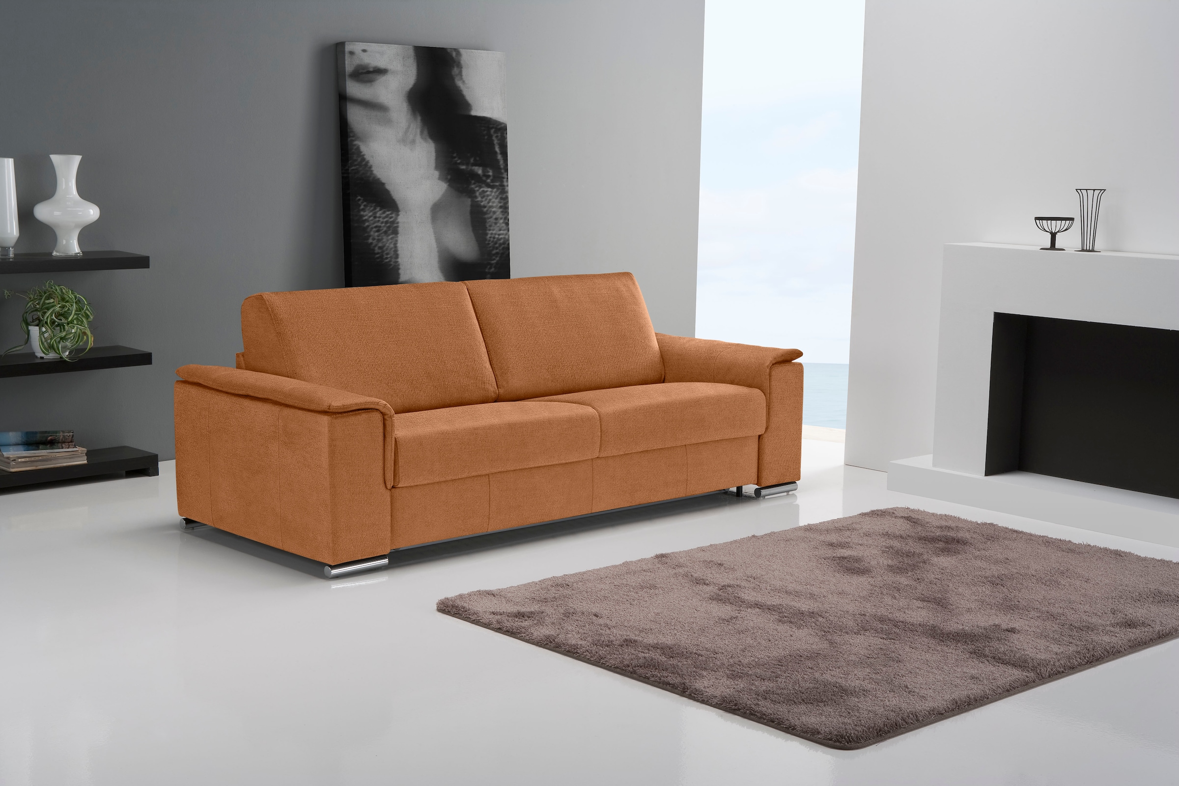 Egoitaliano Schlafsofa »Cecilia, modern & elegant, erstklassiger Sitzkomfort, Dauerschläfer«, inkl. Matratze und hochwertigem Metallbettrahmen, toller Schlafkomfort
