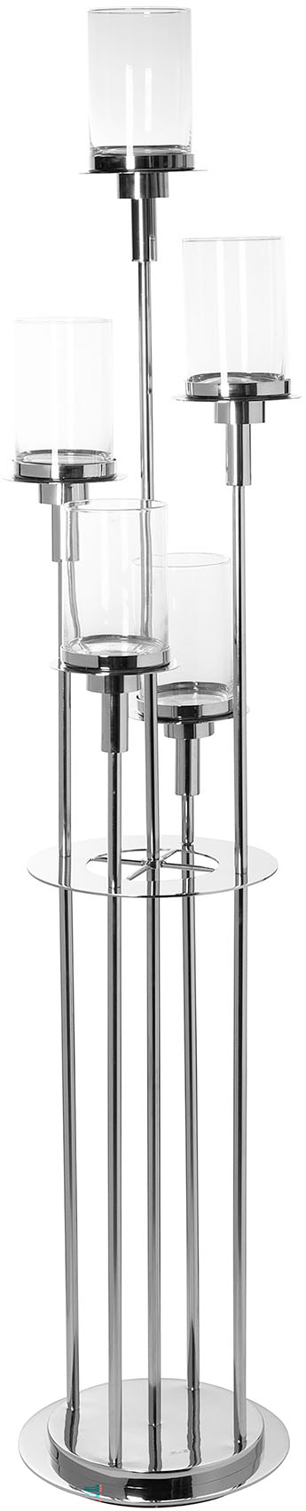 Fink "LONDRA, 5-flammig" Kerzenhalter aus Edelstahl und Glas, Höhe ca. 155 cm