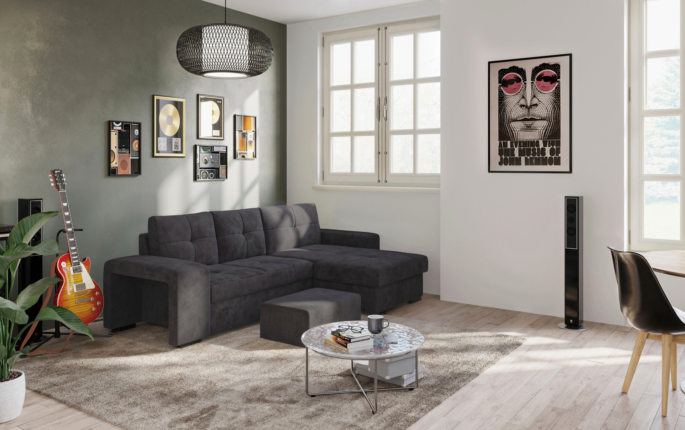 COTTA Ecksofa »Mattina L-Form«, mit Hocker, wahlweise mit Bettfunktion & Bettkasten